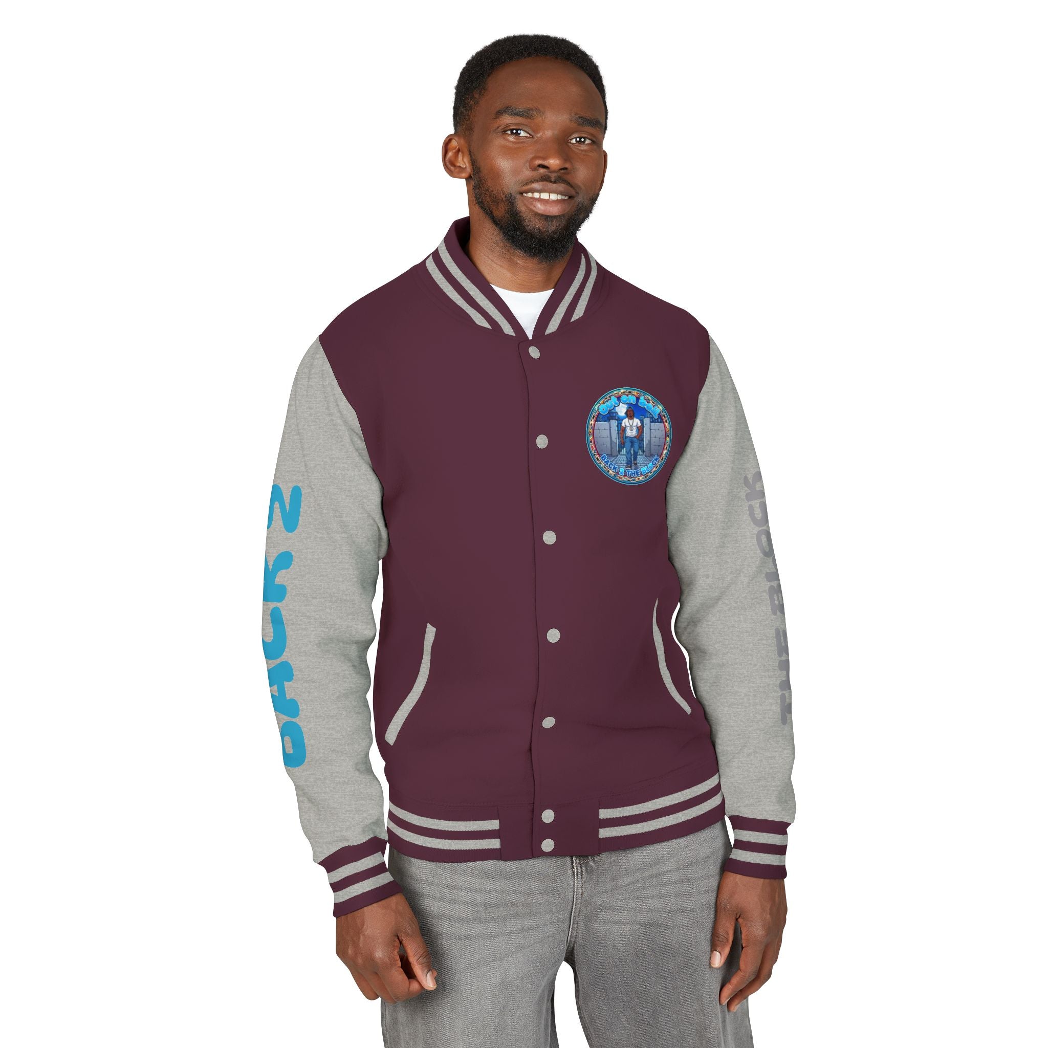 Letterman Jacket — 'Back 2 The Block' Retro Streetwear Patch Jacket