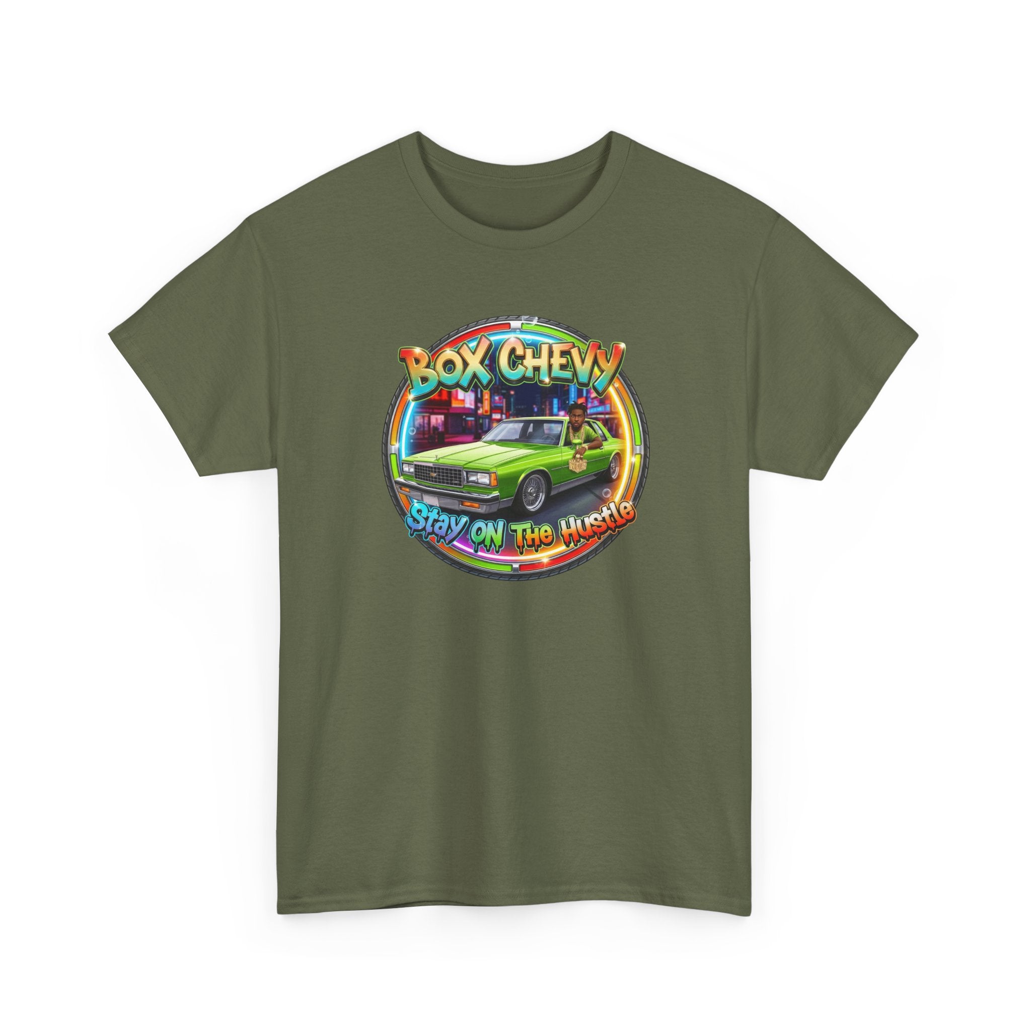 Vintage Chevy Truck Tee — "Box Chevy Stay On The Hustle" Retro Car Graphic Shirt