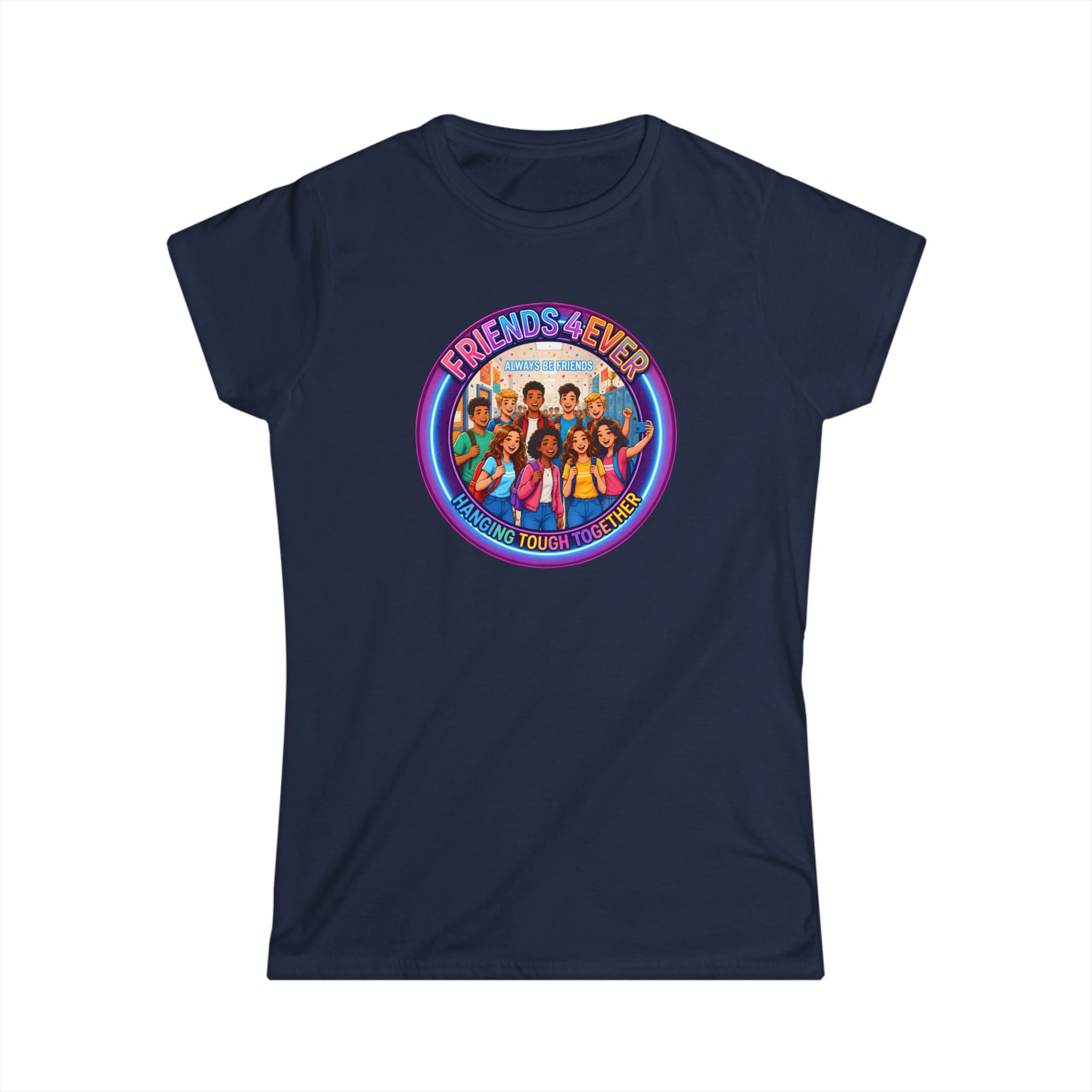 "Friends 4Ever" Graphic Tee — Retro Diverse Girl Squad Shirt