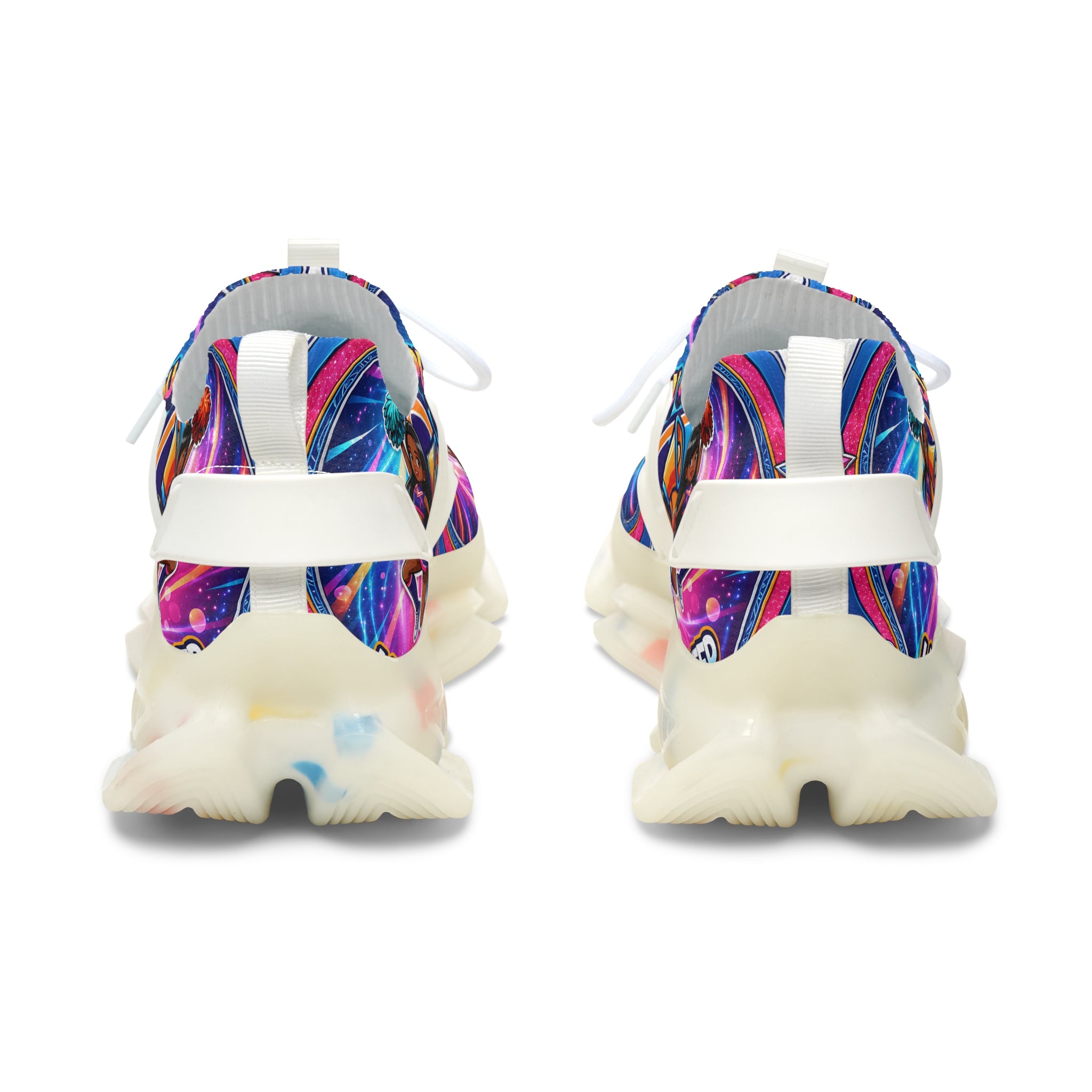 Women's Mesh Sneakers — Colorful Retro 'Can You Cheer' Graphic Athletic Shoes