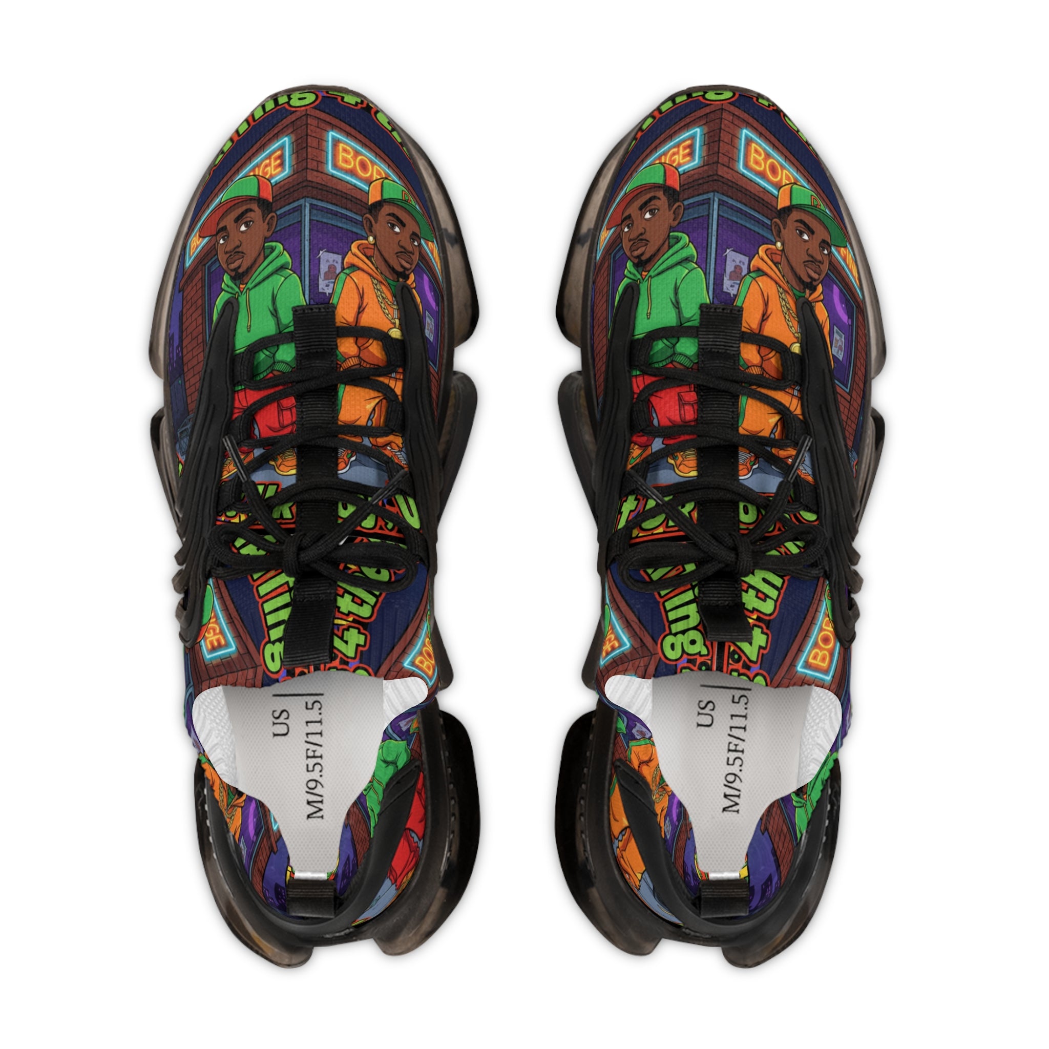 Mesh Sneakers — "I'm Waiting For The Re-Up"Urban Retro Street Art Print Men’s Athletic Shoes