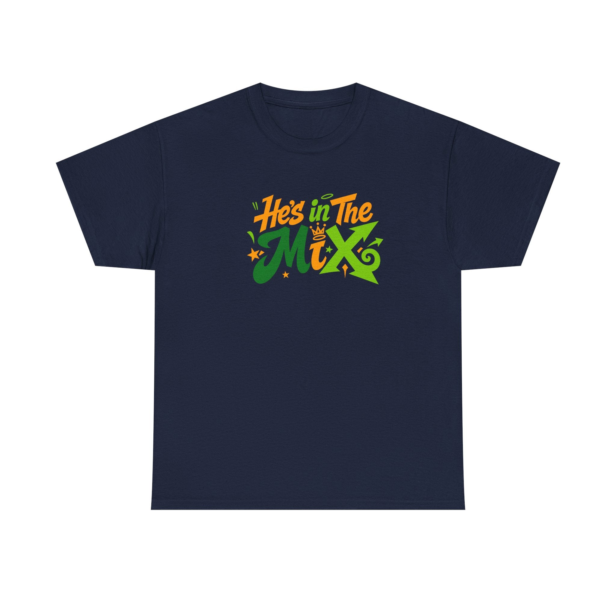 "He's in the Mix" T-Shirt — Retro Green & Orange DJ/Music Tee