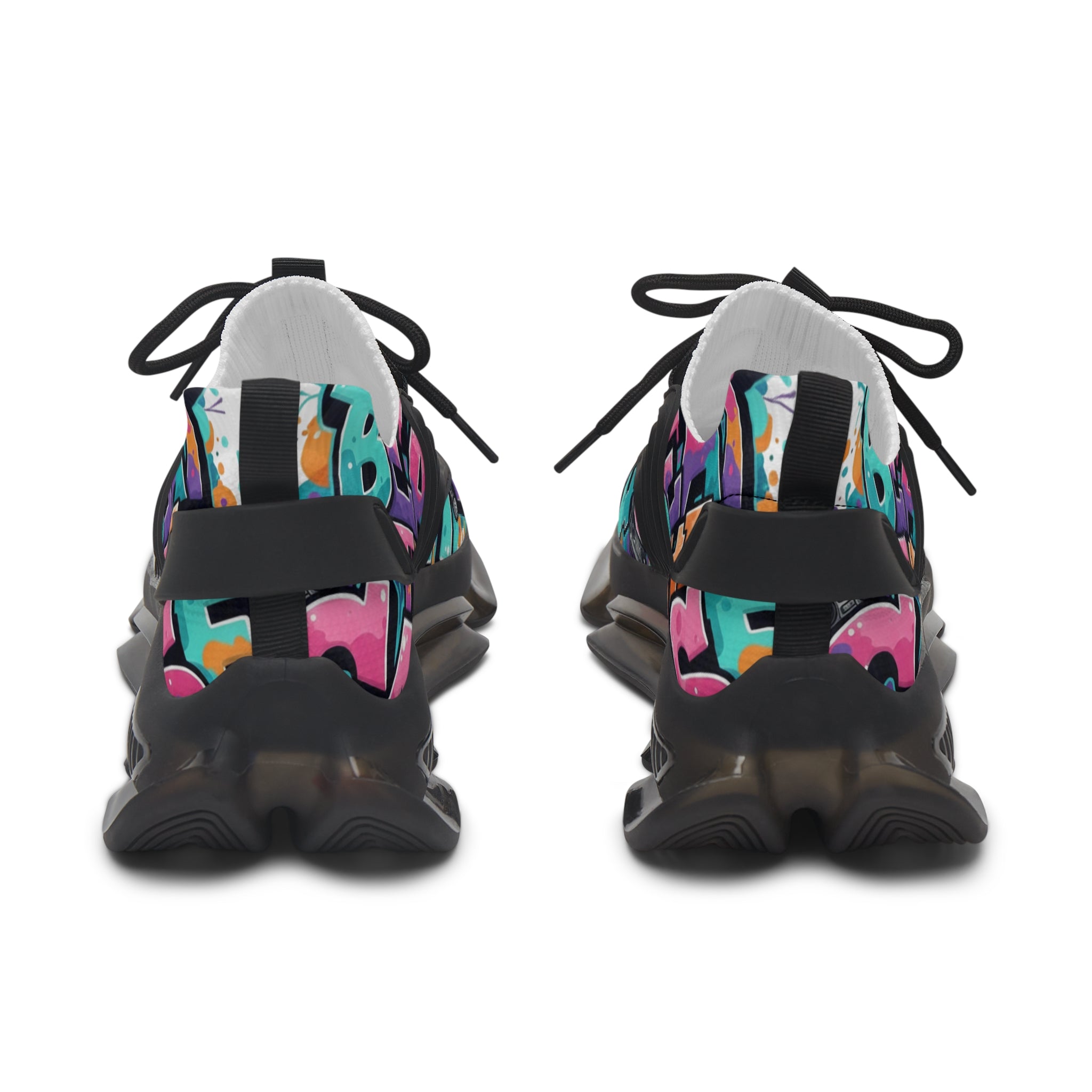 Women’s Mesh Sneakers —"She Beat The Case"Colorful Graffiti Statement Athletic Shoes