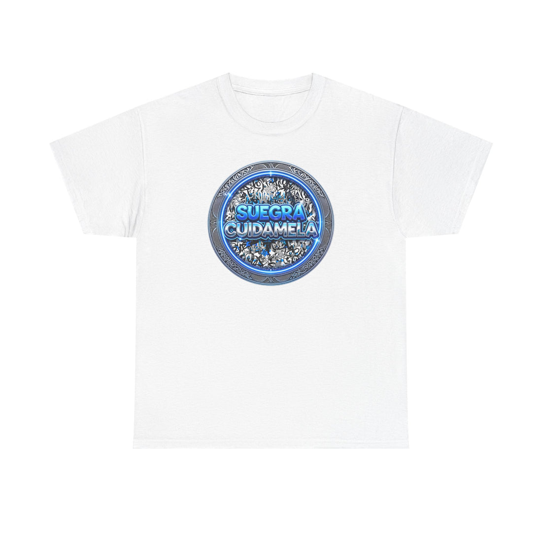 T-Shirt — Suegra Cuídame (Blue Floral Emblem)