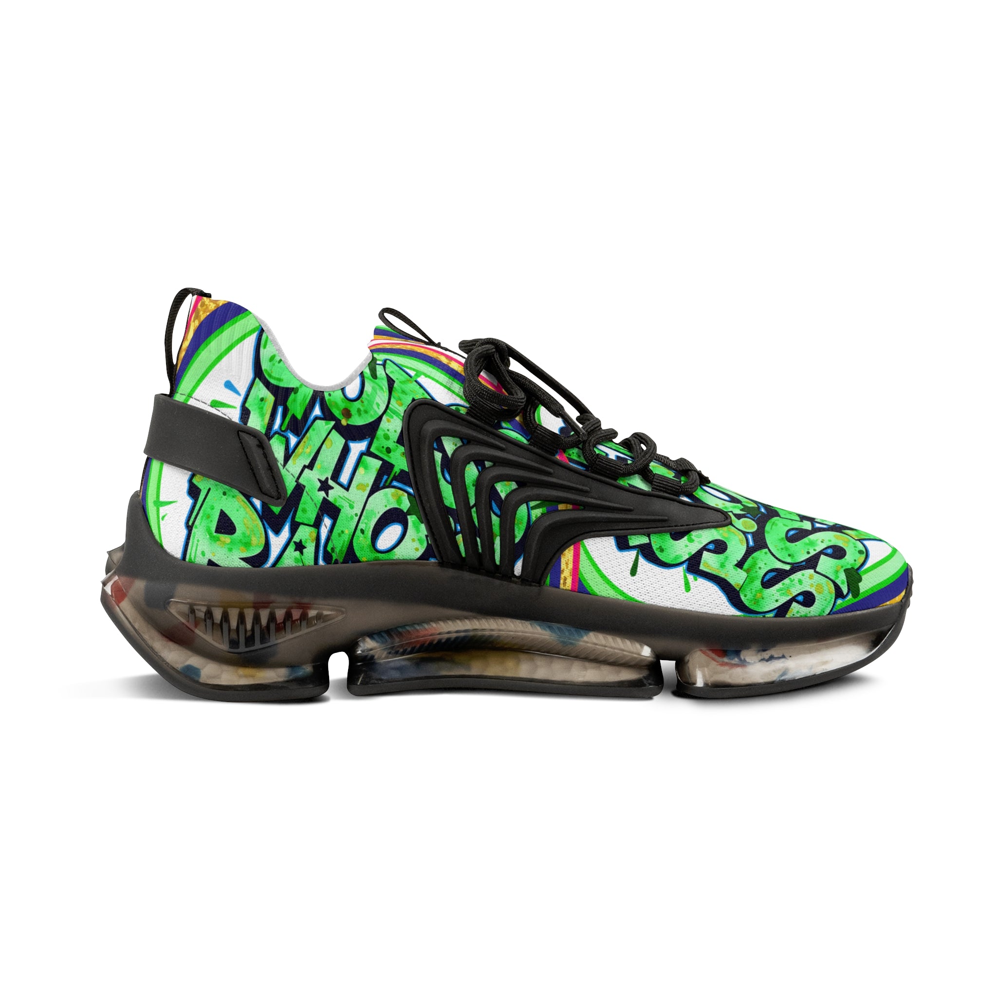Men's Mesh Sneakers — " Guess Who's Back" Bold Green Graffiti 'Guess Who's Next' Athletic Shoes