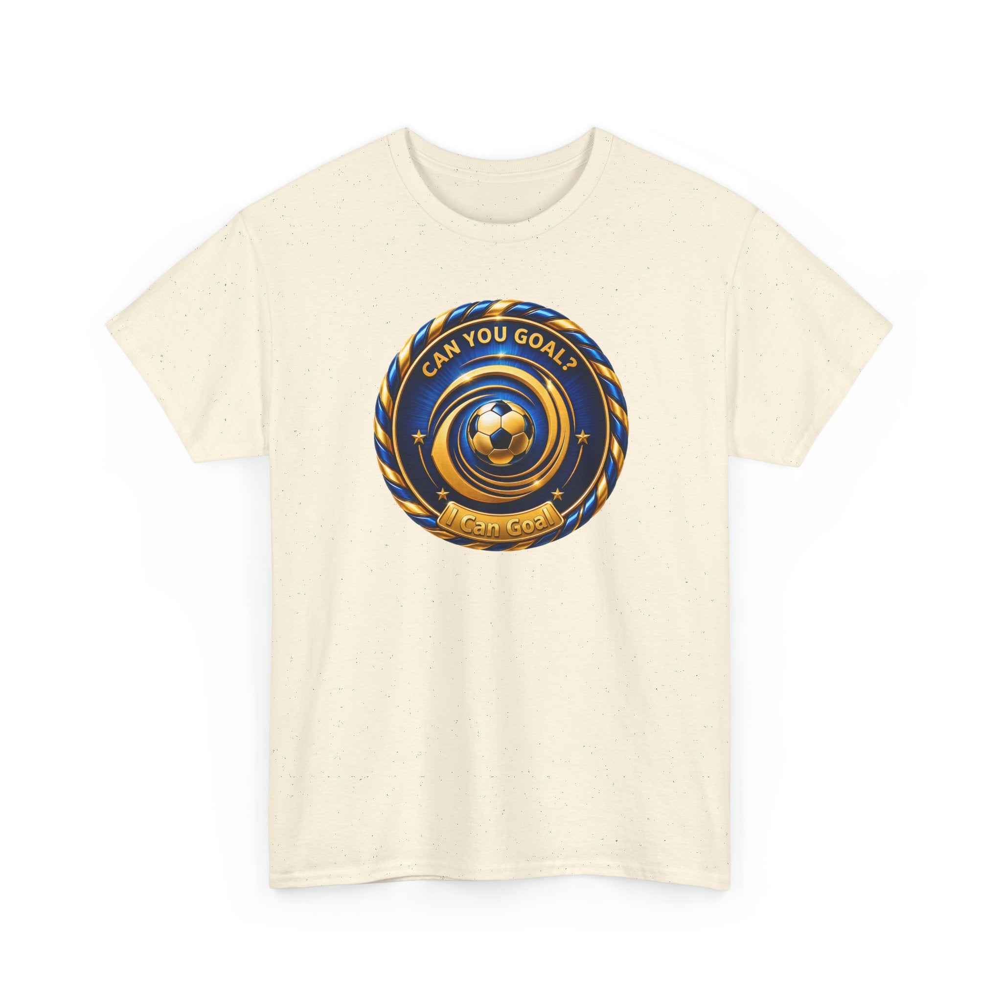 Soccer Badge Tee — "Can You Goal?" Graphic Soccer Shirt