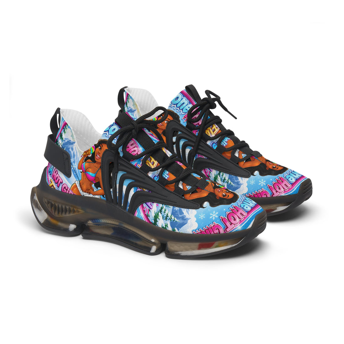 Mesh Sneakers —"Snow Cone Hot Girl " Tropical Ice Cream Girl Graphic