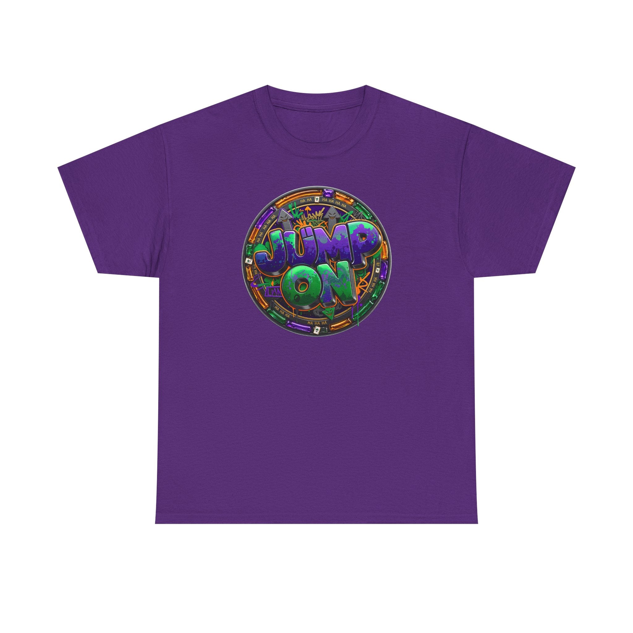 " Jump On" Circle Graphic Tee — Retro Neon Streetwear T-Shirt