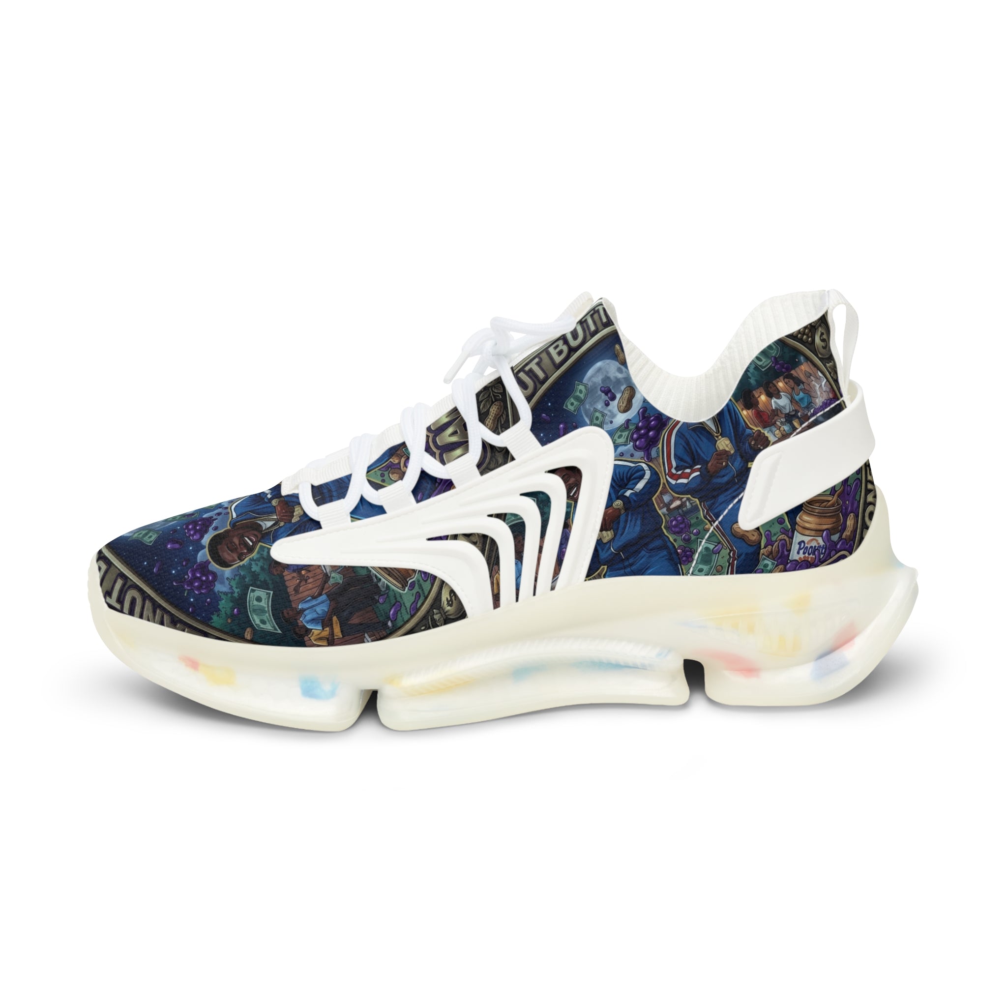 Men's Mesh Sneakers — "Peanut Butter Jelly"Cosmic Blue Graphic Athletic Shoes