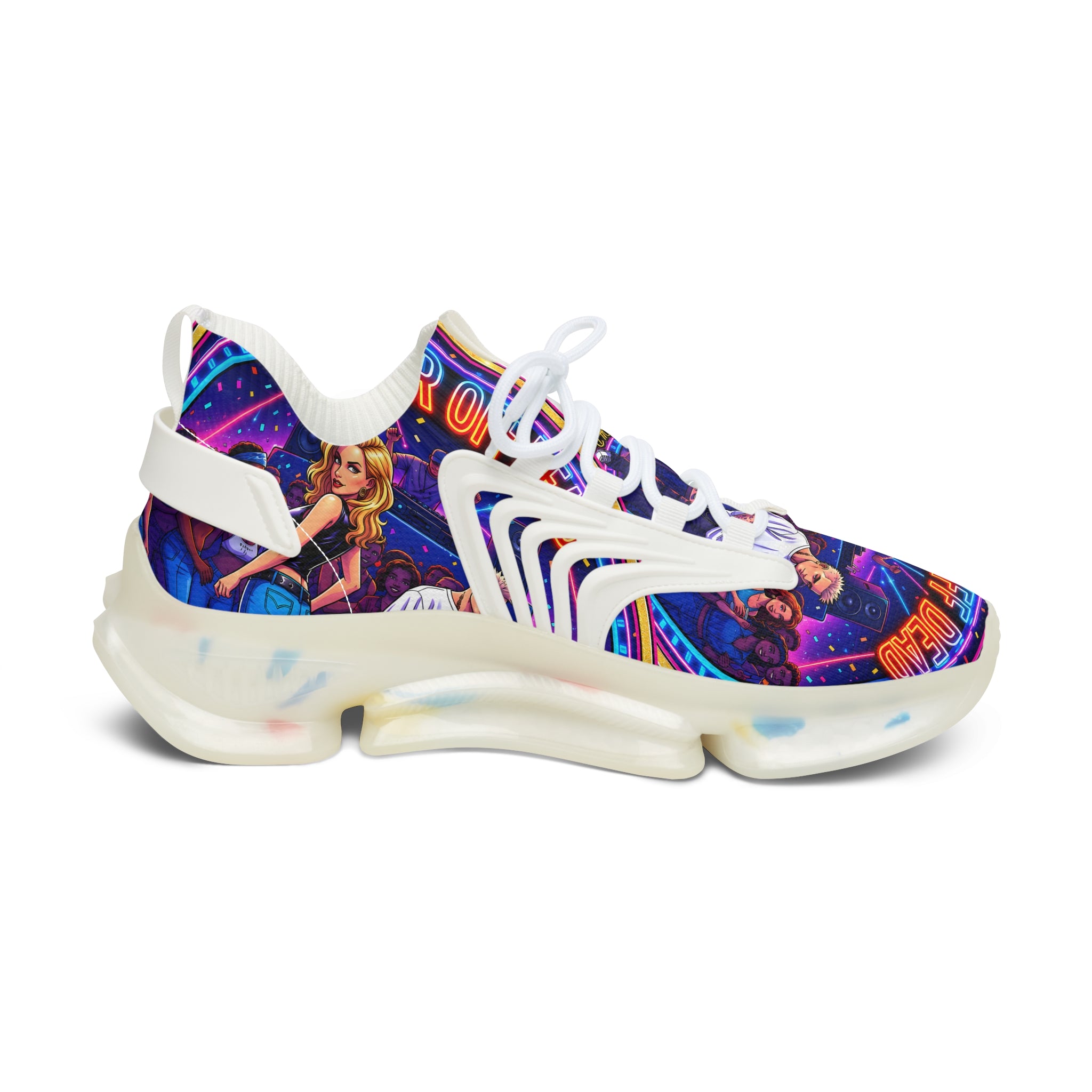 Mesh Sneakers — Retro Neon Graphic Women’s Trainers