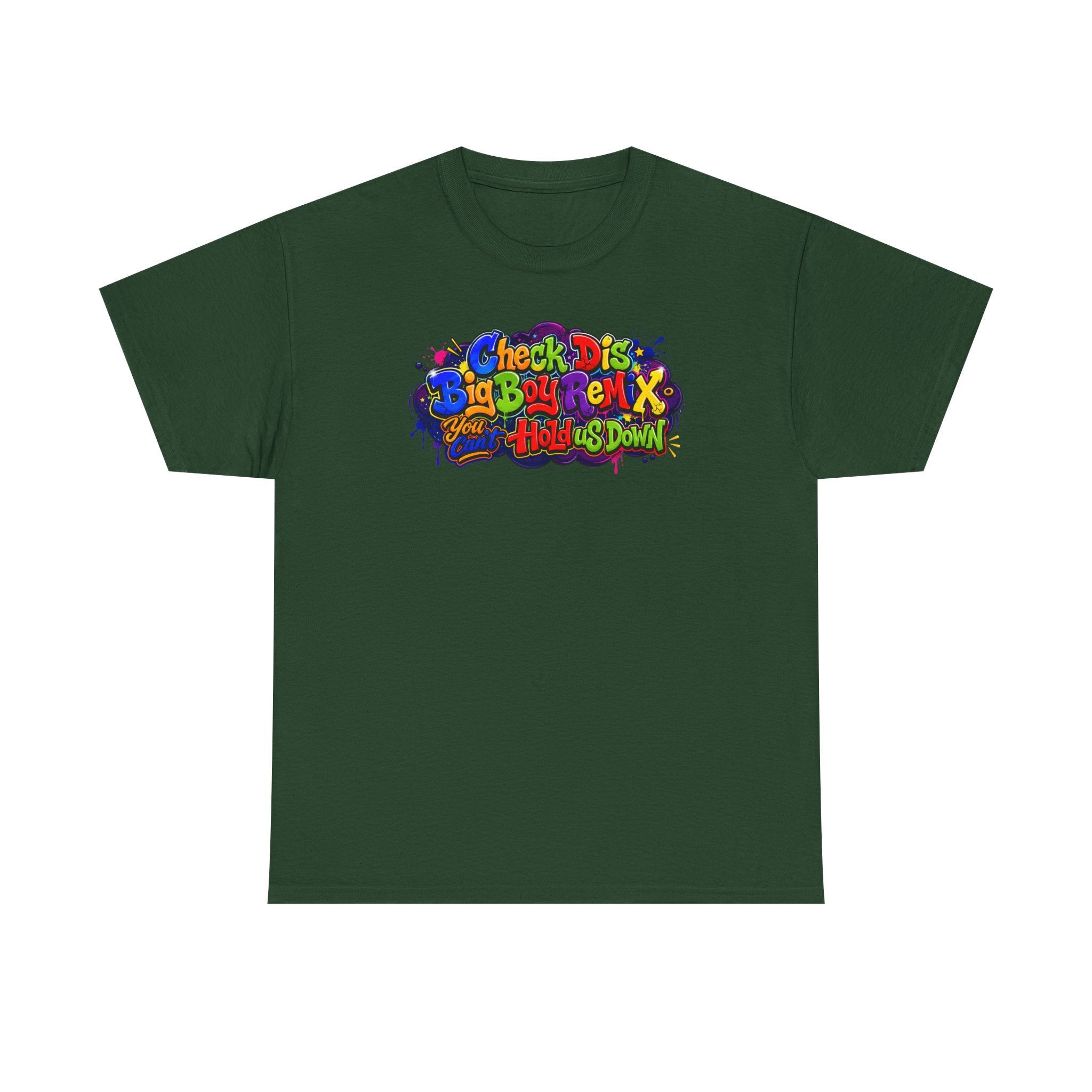 Graphic Tee — Colorful 'Check Dis Big Boy Remix' Retro Street Art T-Shirt