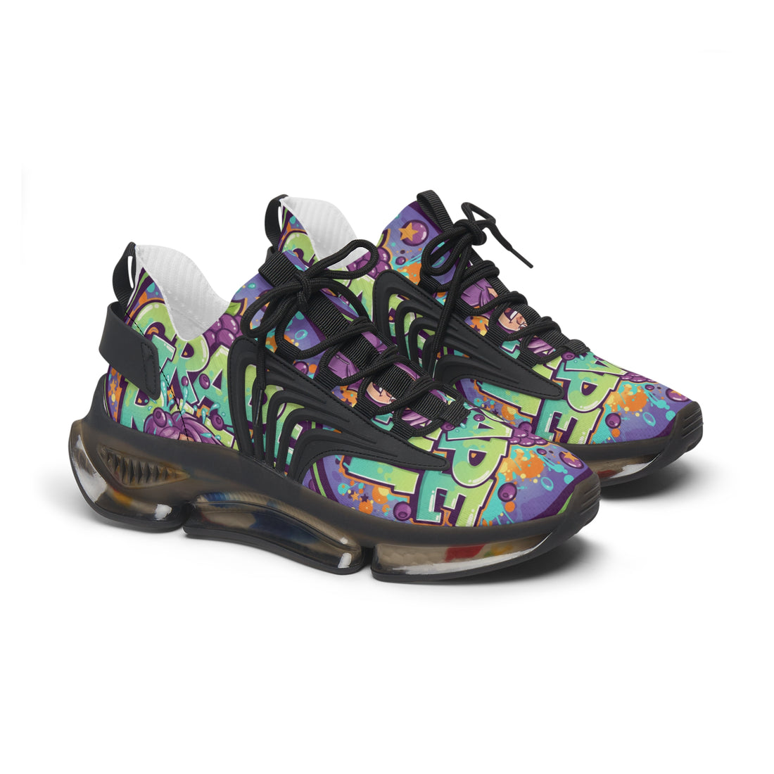 Grape Graffiti Mesh Sneakers — " Grape Run" Colorful Streetwear Athletic Shoes