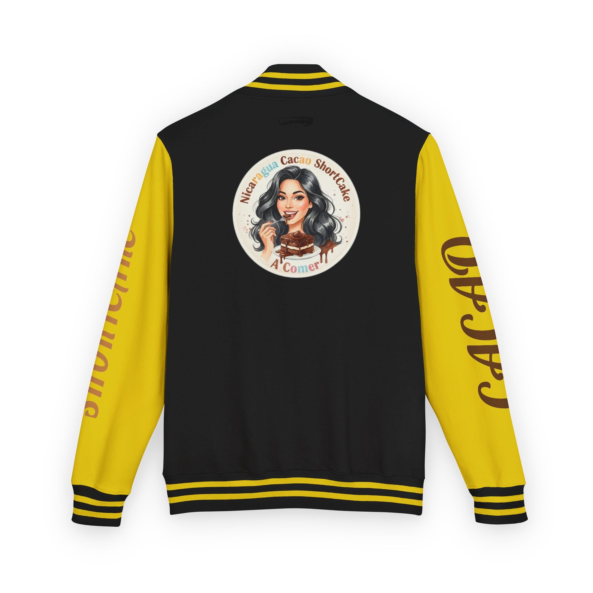 Vintage Pin-Up Letterman Jacket —Cacao Chocolate Shortcake Retro Logo Varsity Jacket