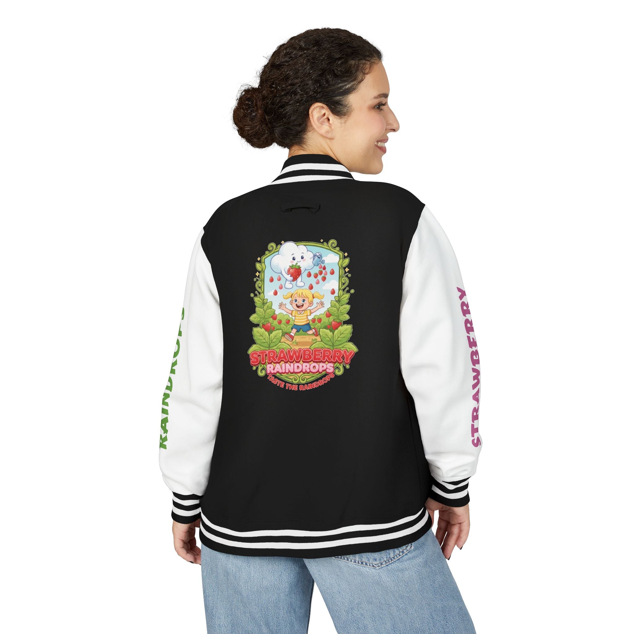 Letterman Jacket —Strawberry Raindrops Back Patch