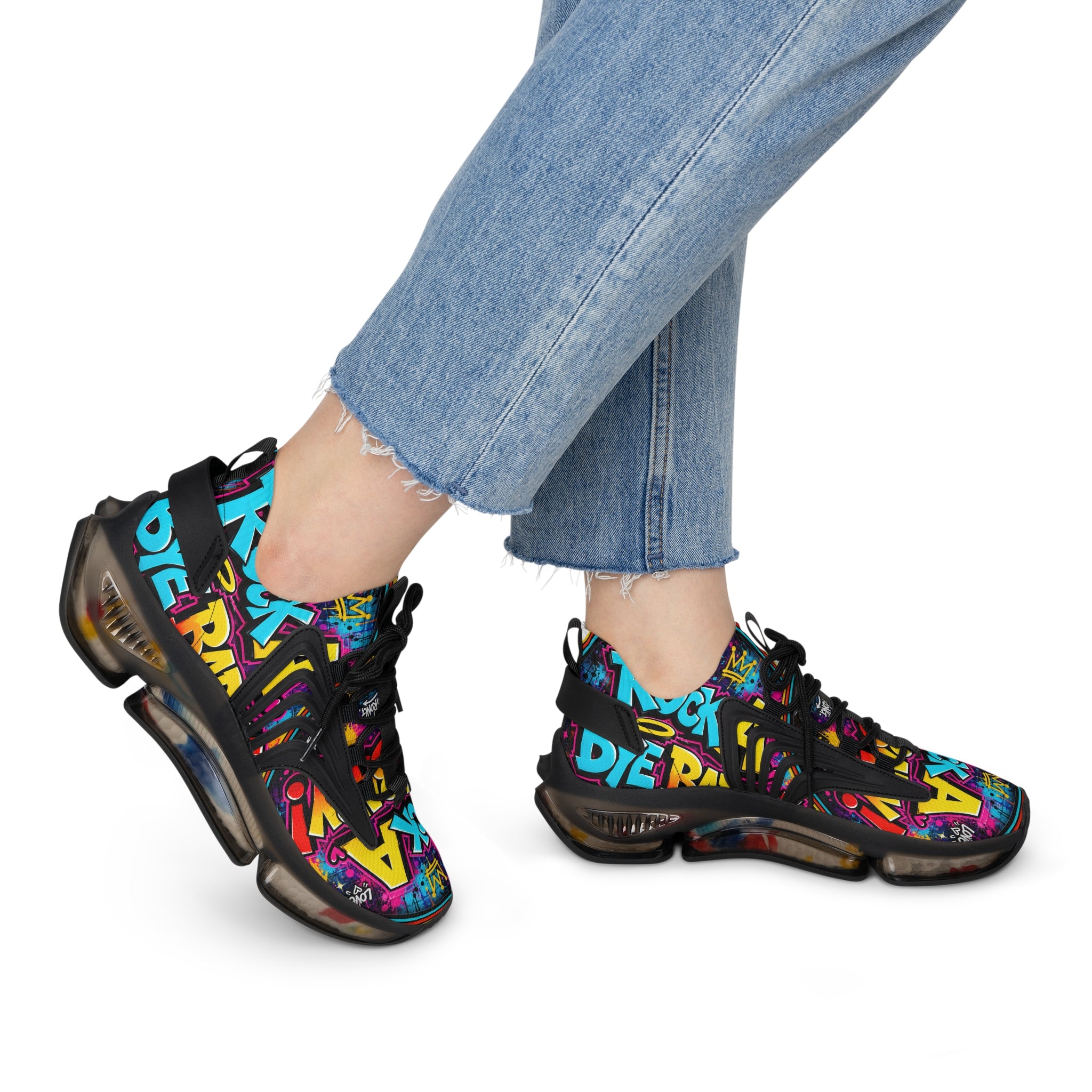 Women's Mesh Sneakers - Bold Graffiti 'Rock A Bye Baby' Streetwear Running Shoes