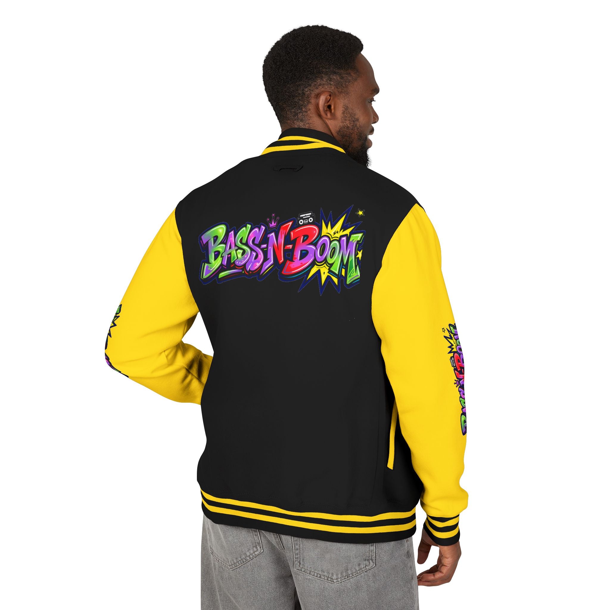 Letterman Jacket — 'Bass N Boom' Graffiti Bomber