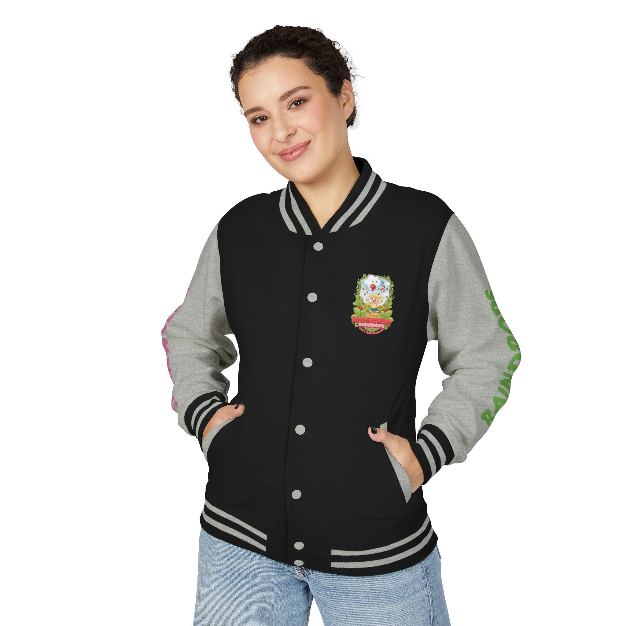 Letterman Jacket —Strawberry Raindrops Back Patch