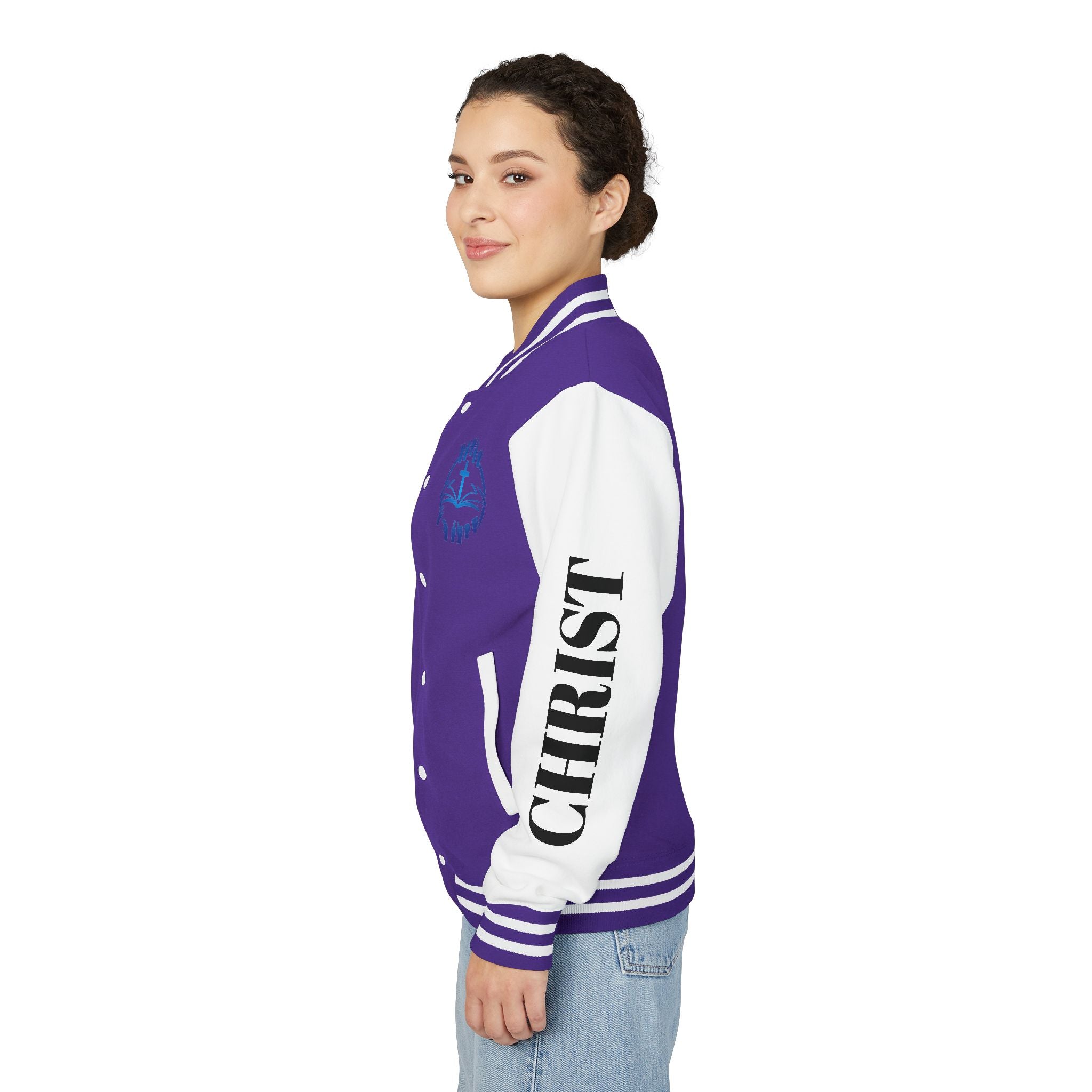 Christian Cross Letterman Jacket — Faith Crewneck Varsity Jacket