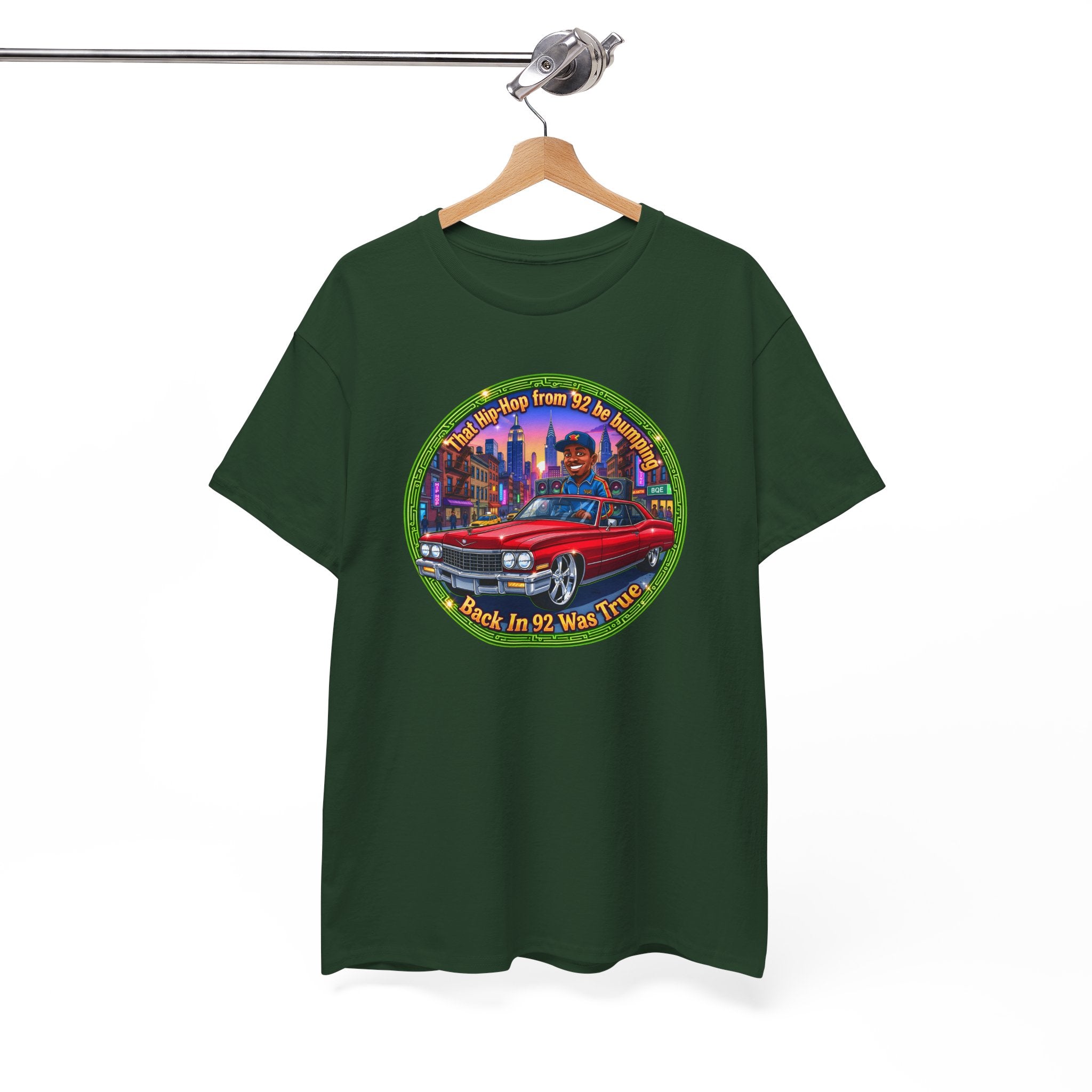 Vintage Red Convertible T-Shirt – “That Hip-hop From 92 Be Bumping" Retro City Cruise Tee