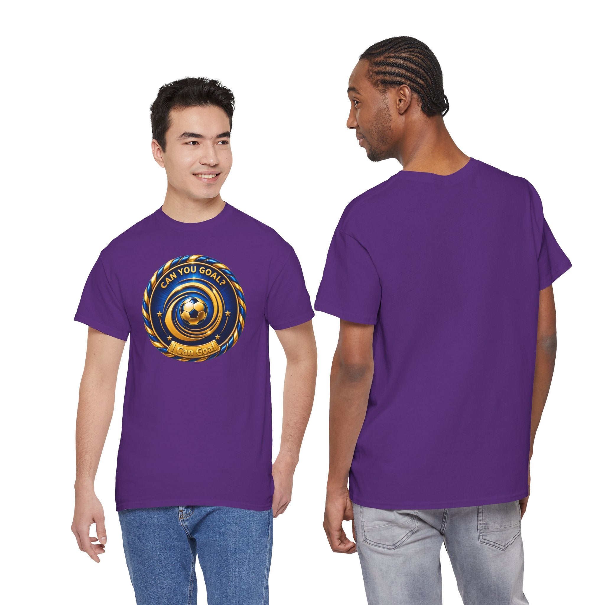 Soccer Badge Tee — "Can You Goal?" Graphic Soccer Shirt