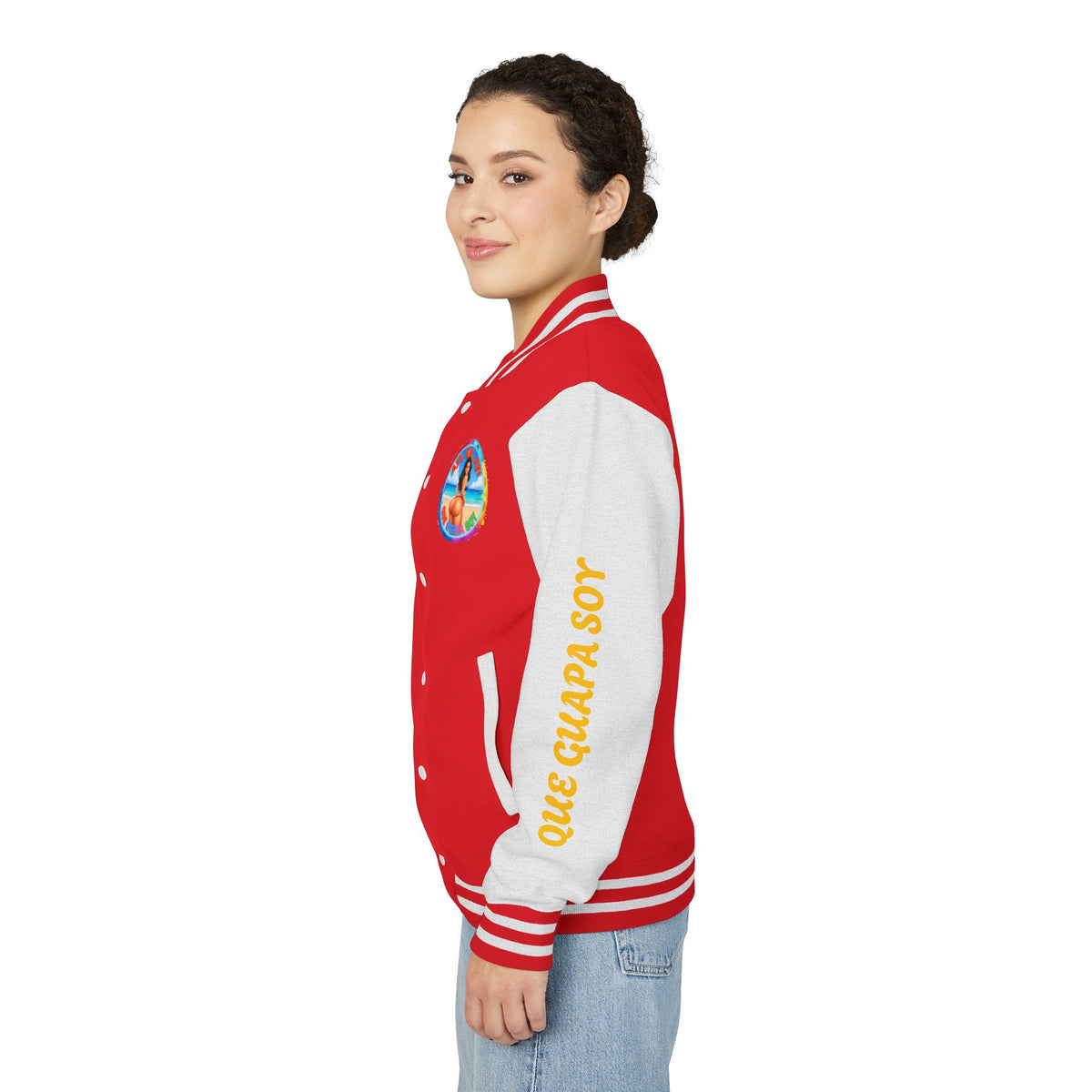 Letterman Jacket – Retro Beach Pinup Varsity Jacket with 'Ayi Ayi Ayi' Graphic