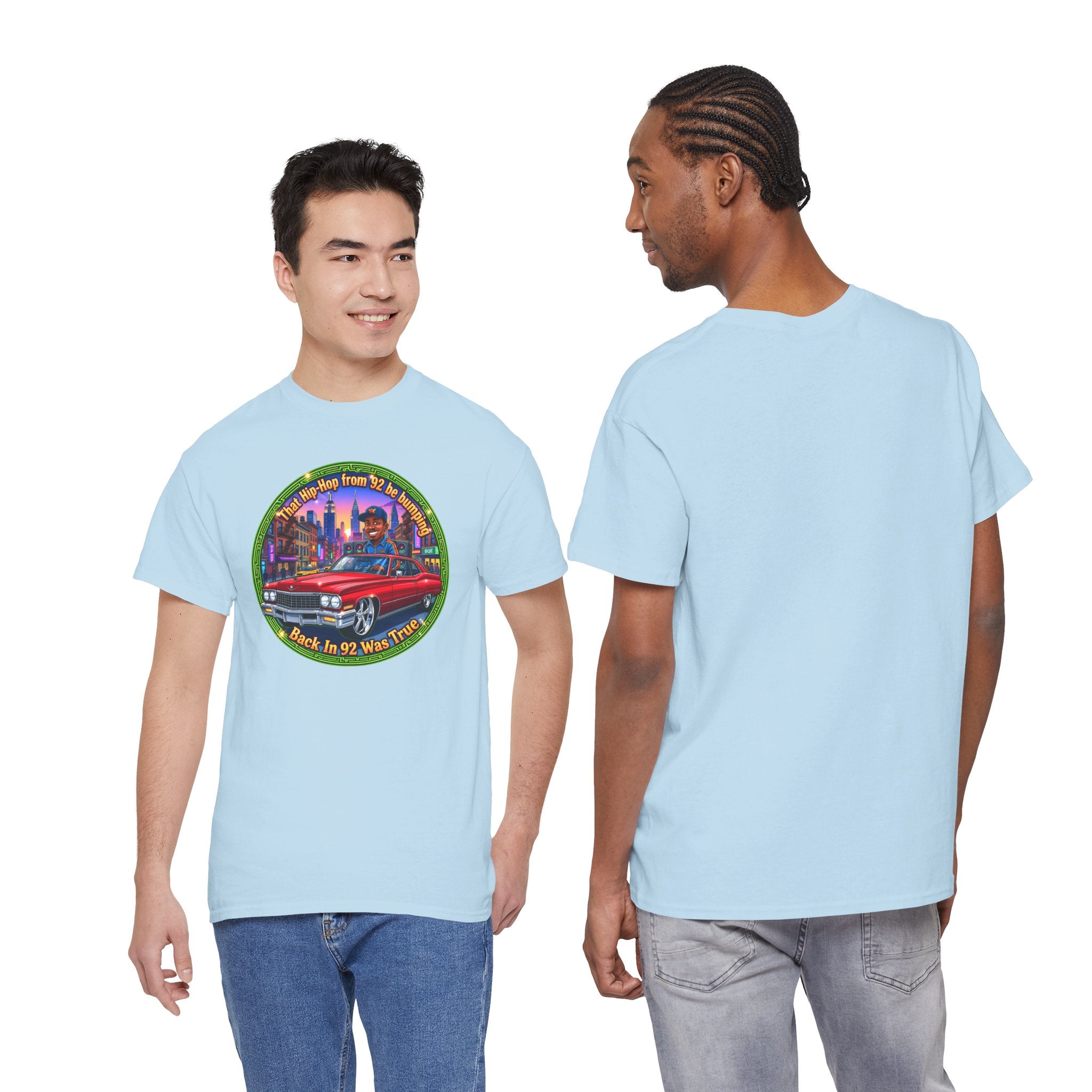 Vintage Red Convertible T-Shirt – “That Hip-hop From 92 Be Bumping" Retro City Cruise Tee