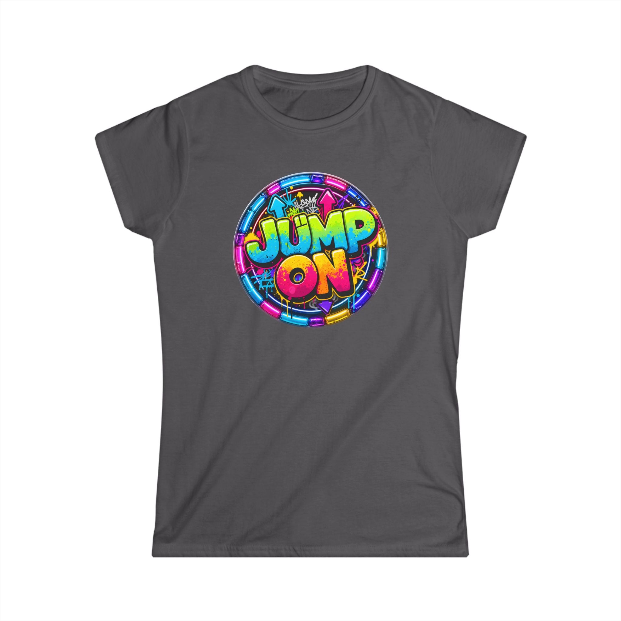 Women’s Tee — " Jump On" Classic White Softstyle Short Sleeve Shirt