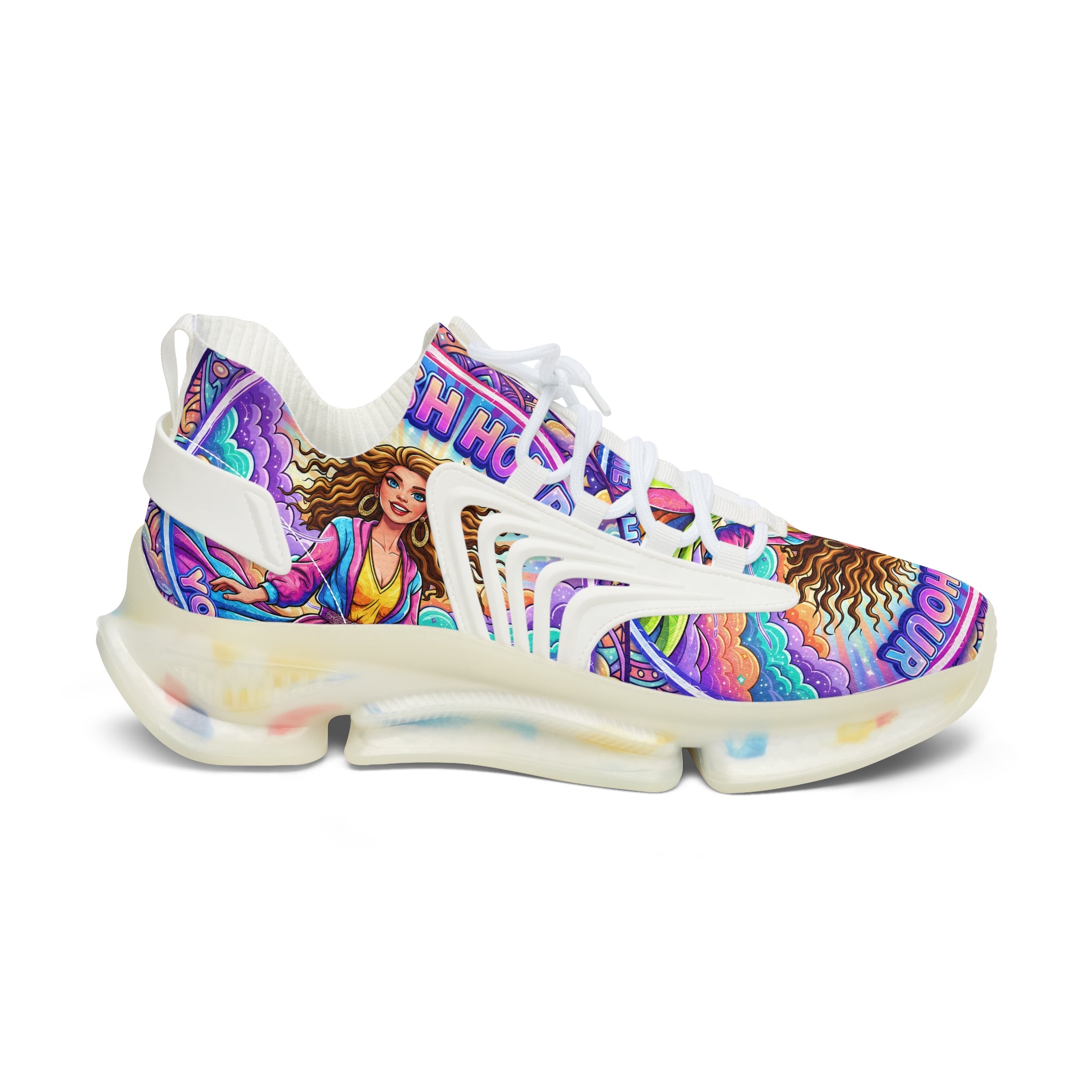 Mesh Sneakers — Vibrant 'Rush Hour' Retro Goddess Athletic Shoes