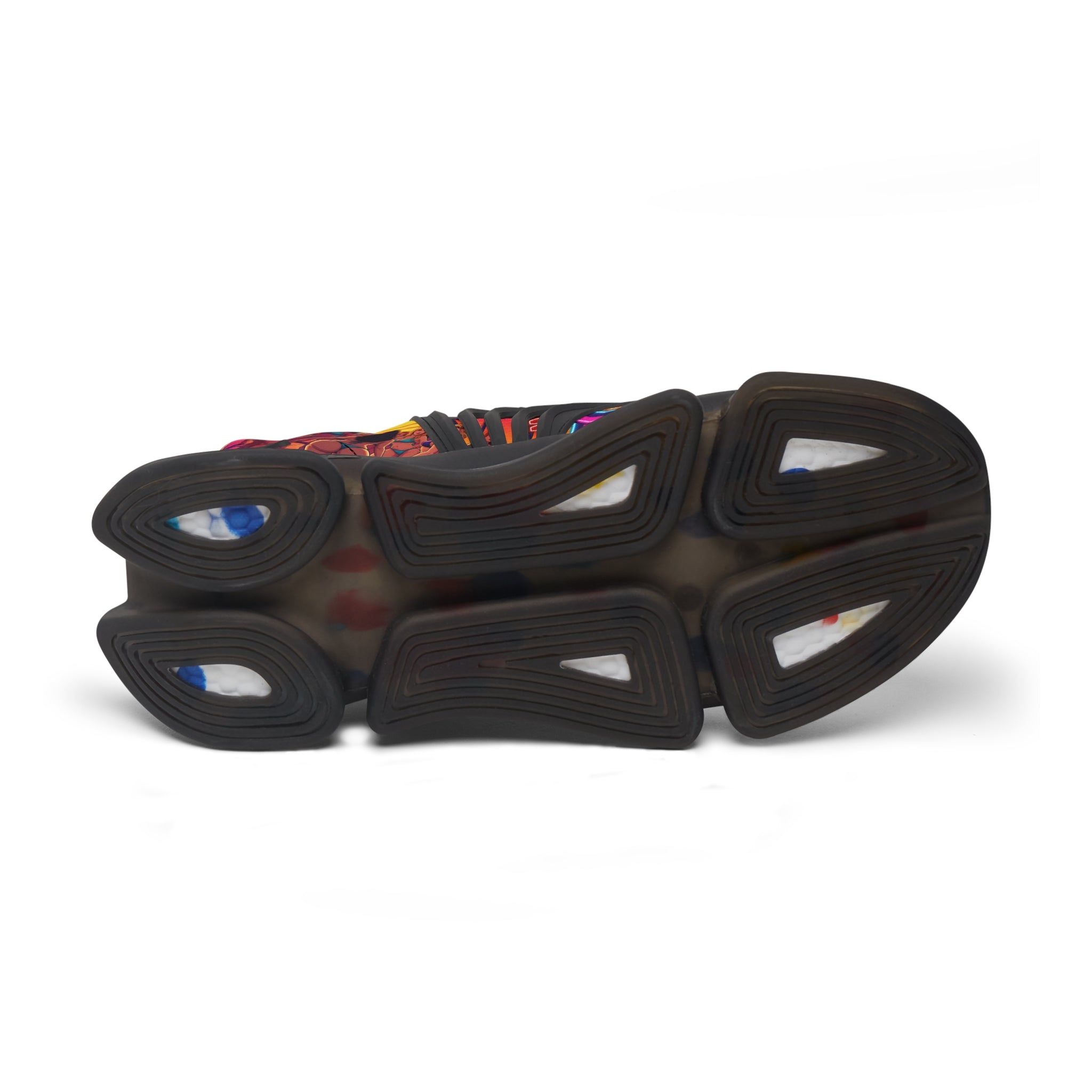 Women's Mesh Sneakers —"Slide With The Beat Now "Vibrant Retro Sunset Graphic Trainers