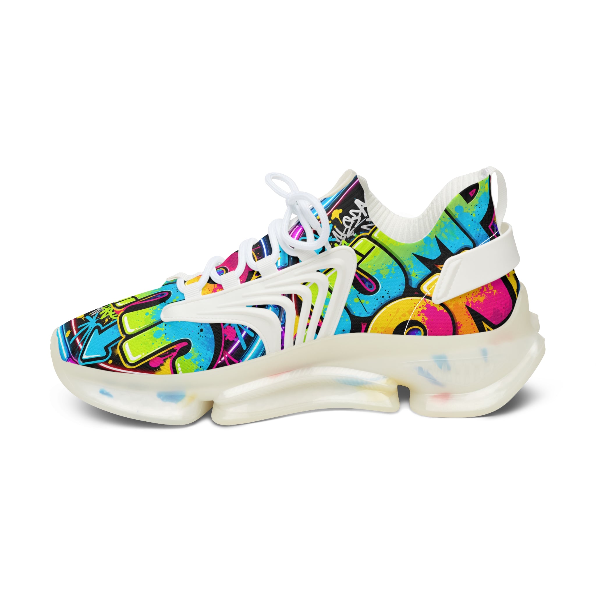 Women's Mesh Sneakers — "Jump On" Colorful Graffiti Streetwear Athletic Shoes