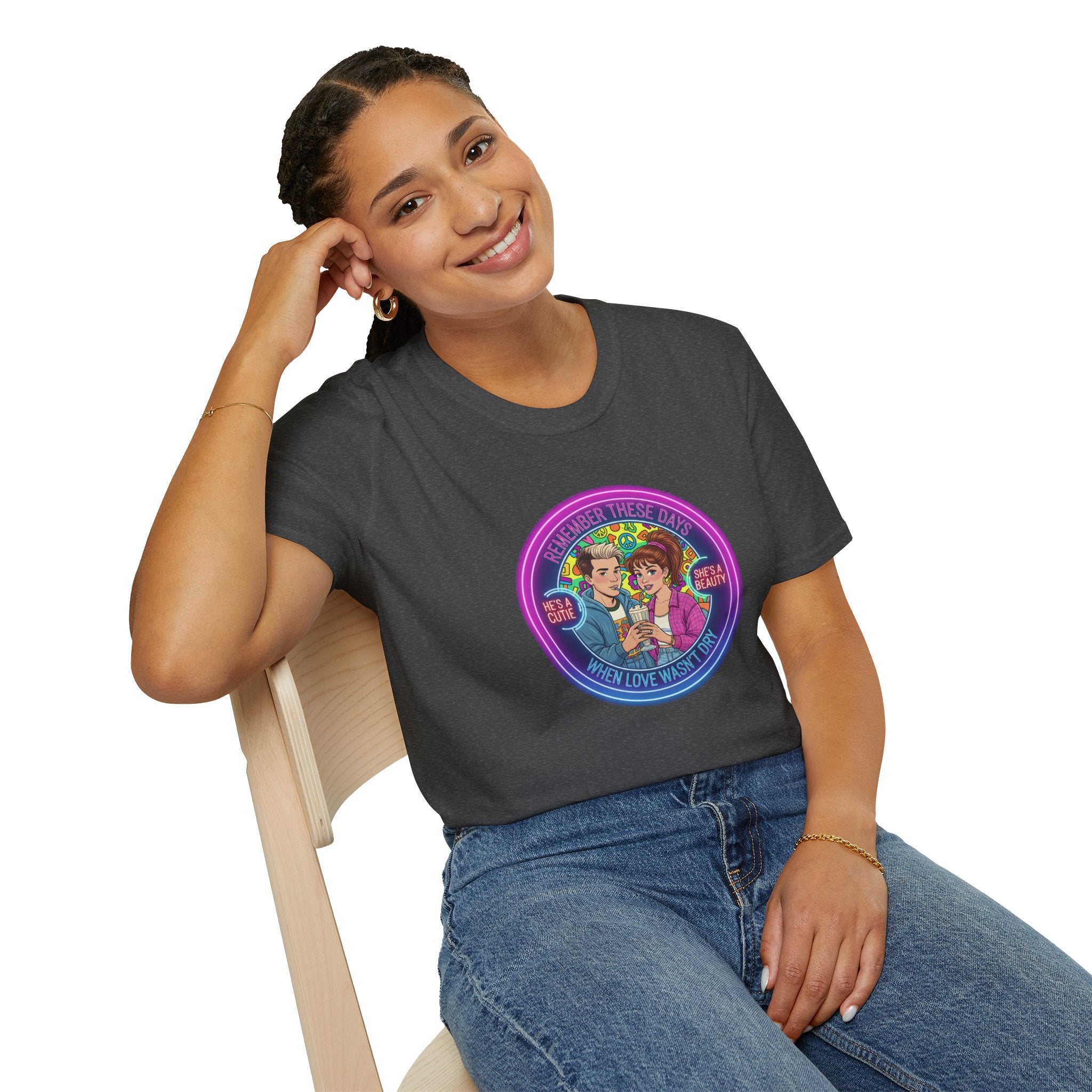 Retro Pride Couple T-Shirt — "I Love What I Love" Rainbow Graphic