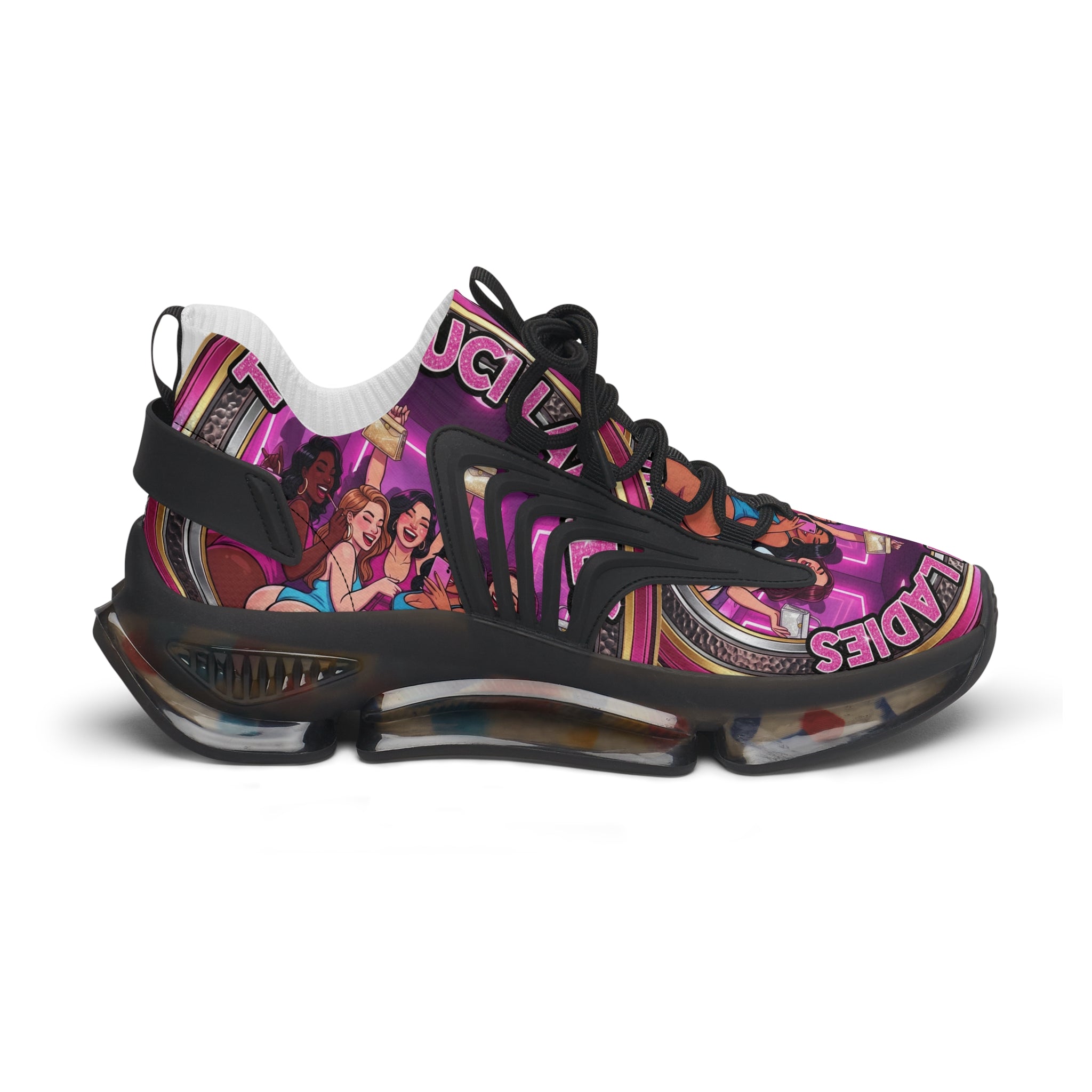 Mesh Sneakers —" The Tuci Ladies " Retro Pink Disco Club Graphic Women's Athletic Shoes
