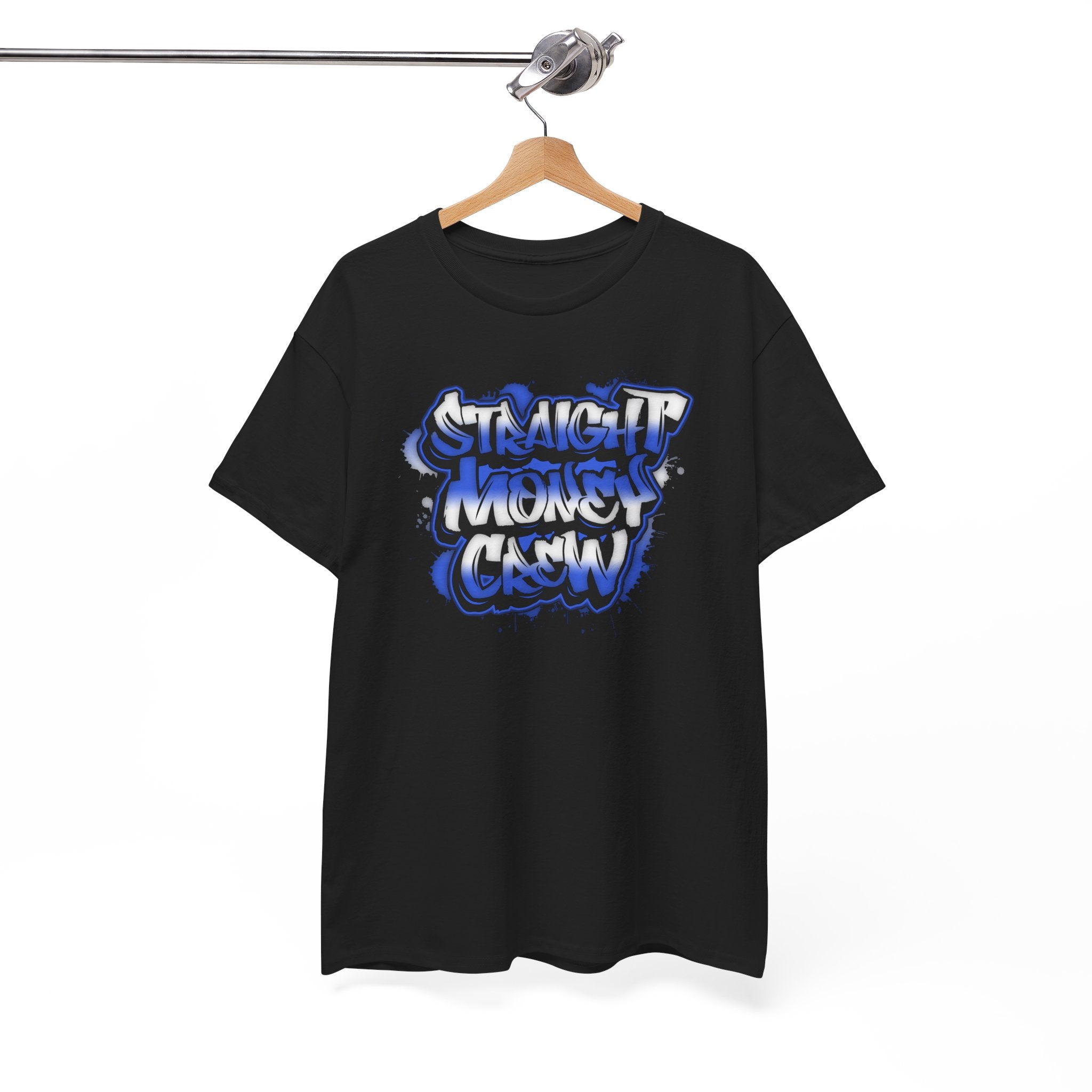T-Shirt — "Stackin' Money Crew" Blue Graffiti Graphic Tee