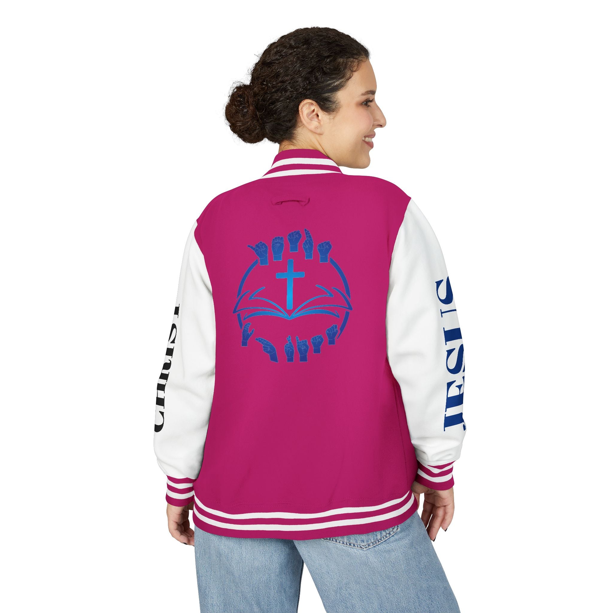 Christian Cross Letterman Jacket — Faith Crewneck Varsity Jacket