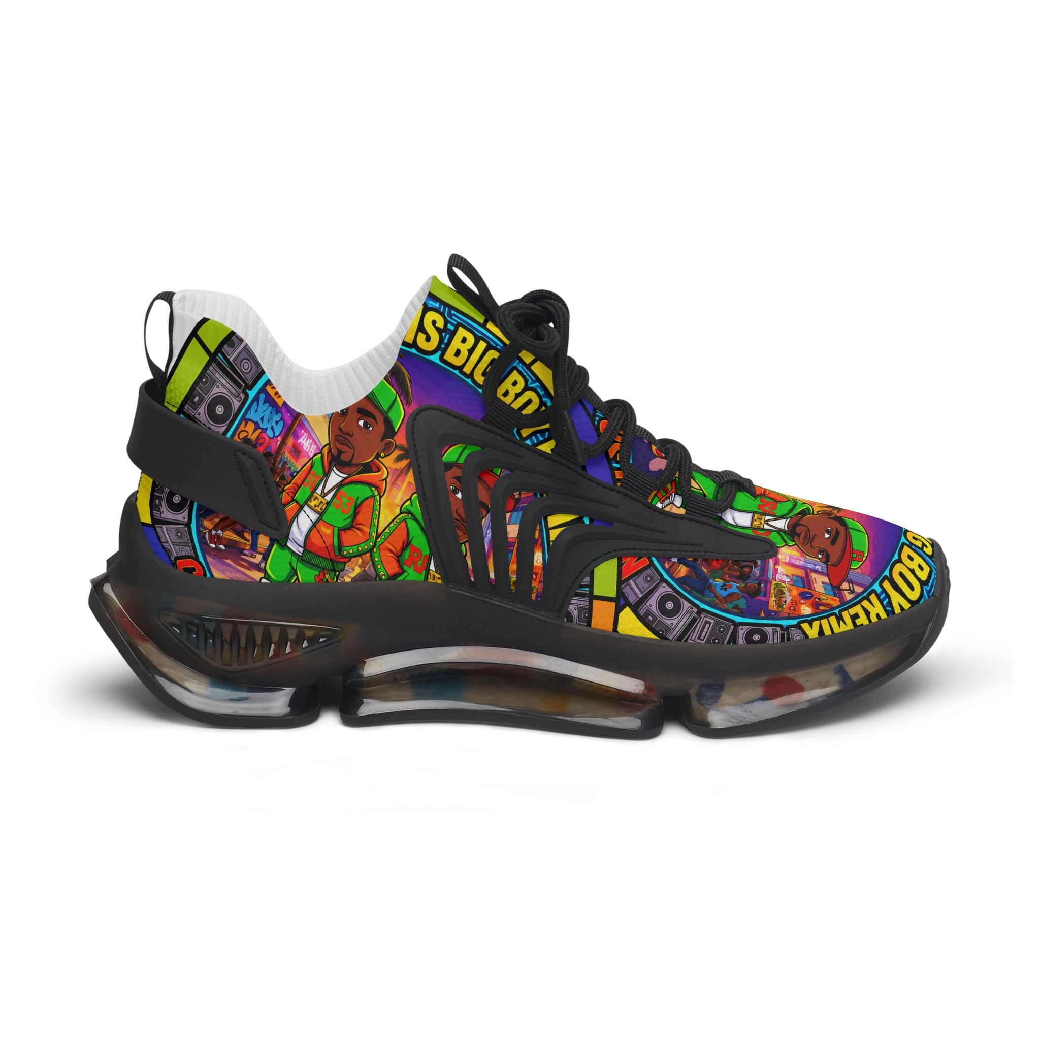 Women's Mesh Sneakers — Colorful Retro 'Check Dis Big Boy Remix' Graphic Trainers