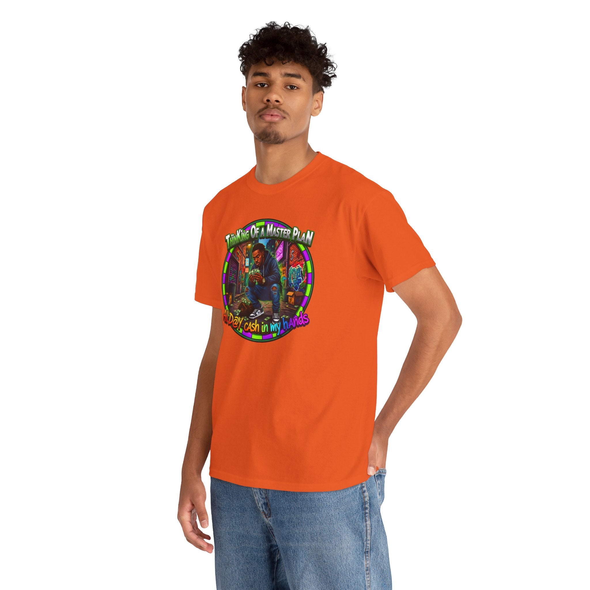 T-Shirt — "Thinking of a Master Plan" Colorful Retro Hip-Hop Graphic Tee