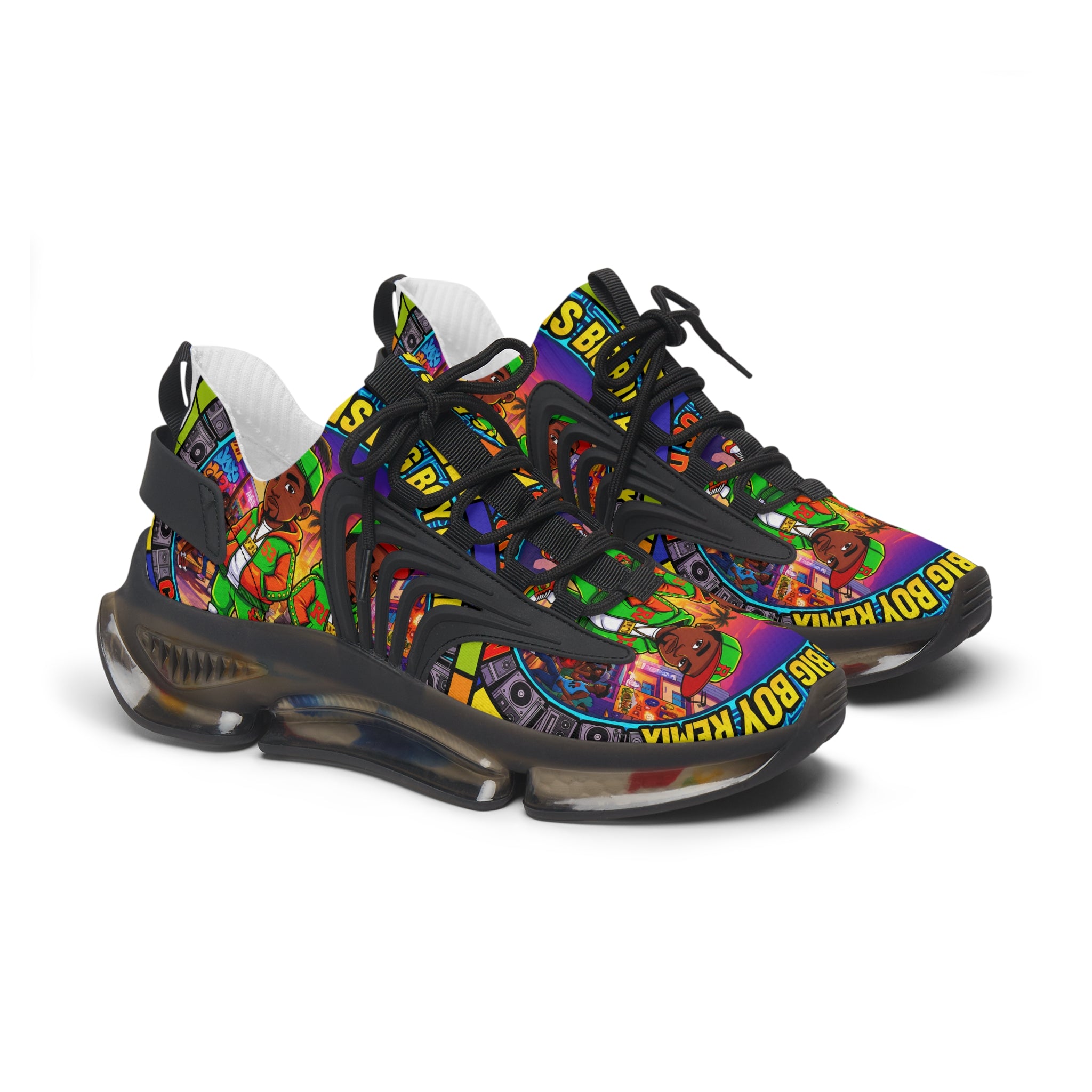 Women's Mesh Sneakers — Colorful Retro 'Check Dis Big Boy Remix' Graphic Trainers