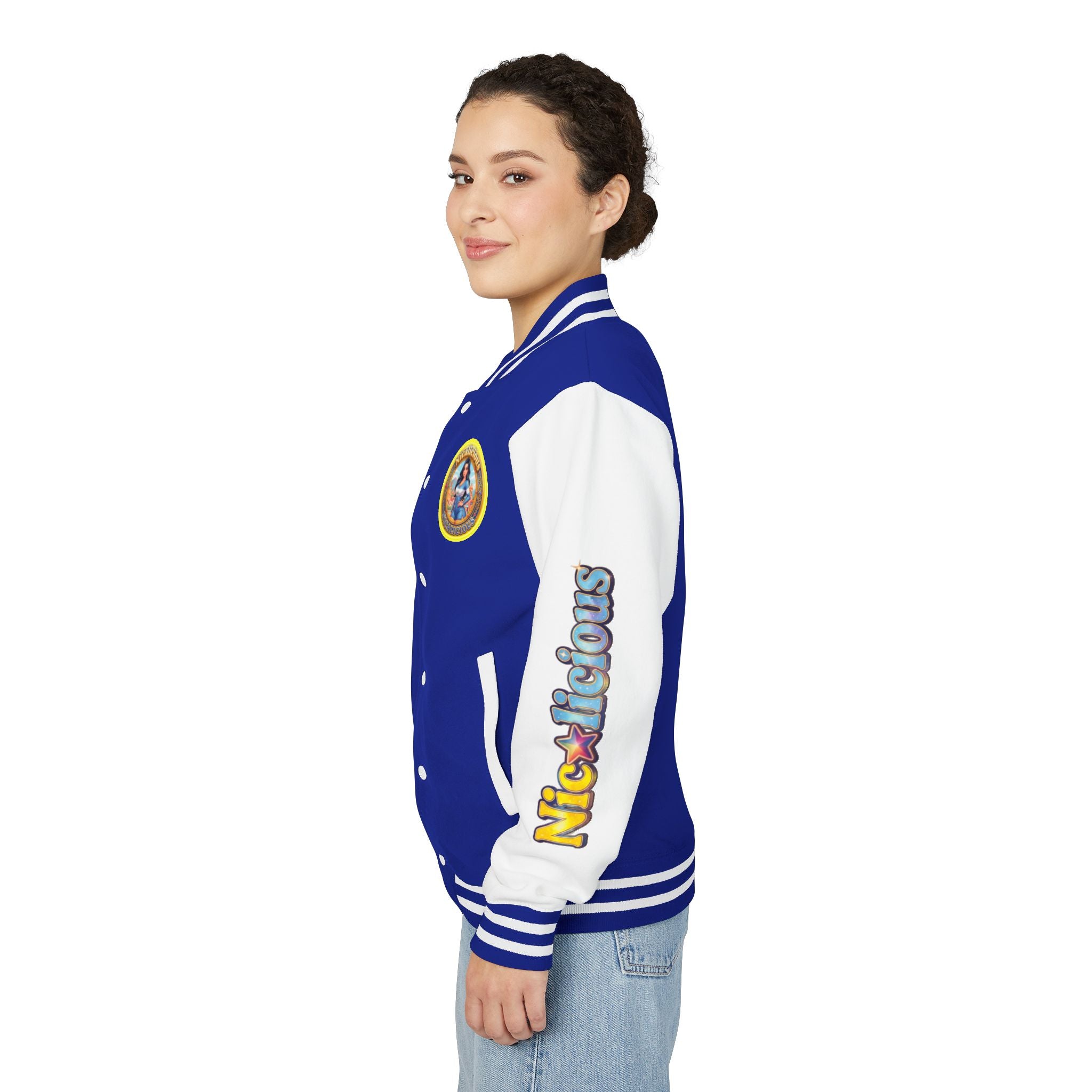 Letterman Jacket — 'Nicalicious' Retro Badge Varsity Jacket