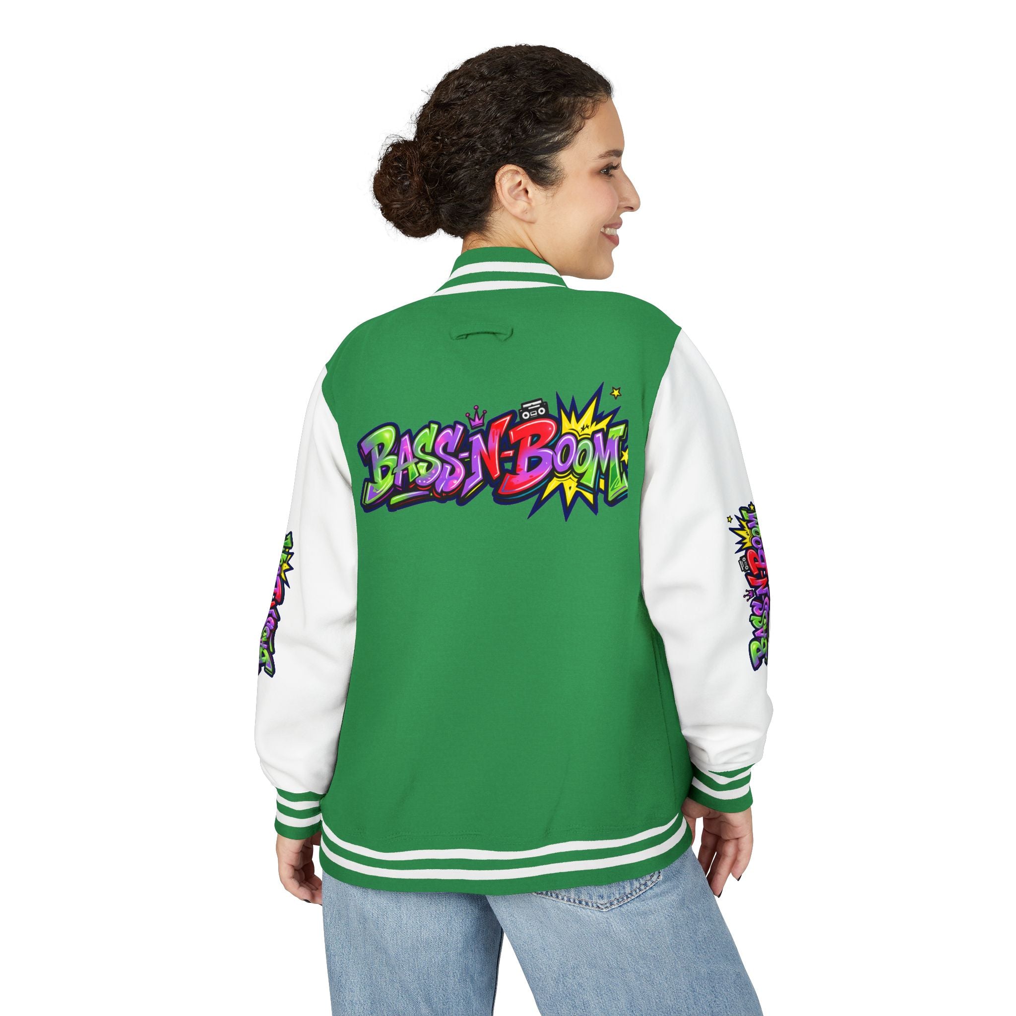 Letterman Jacket — 'Bass N Boom' Graffiti Bomber