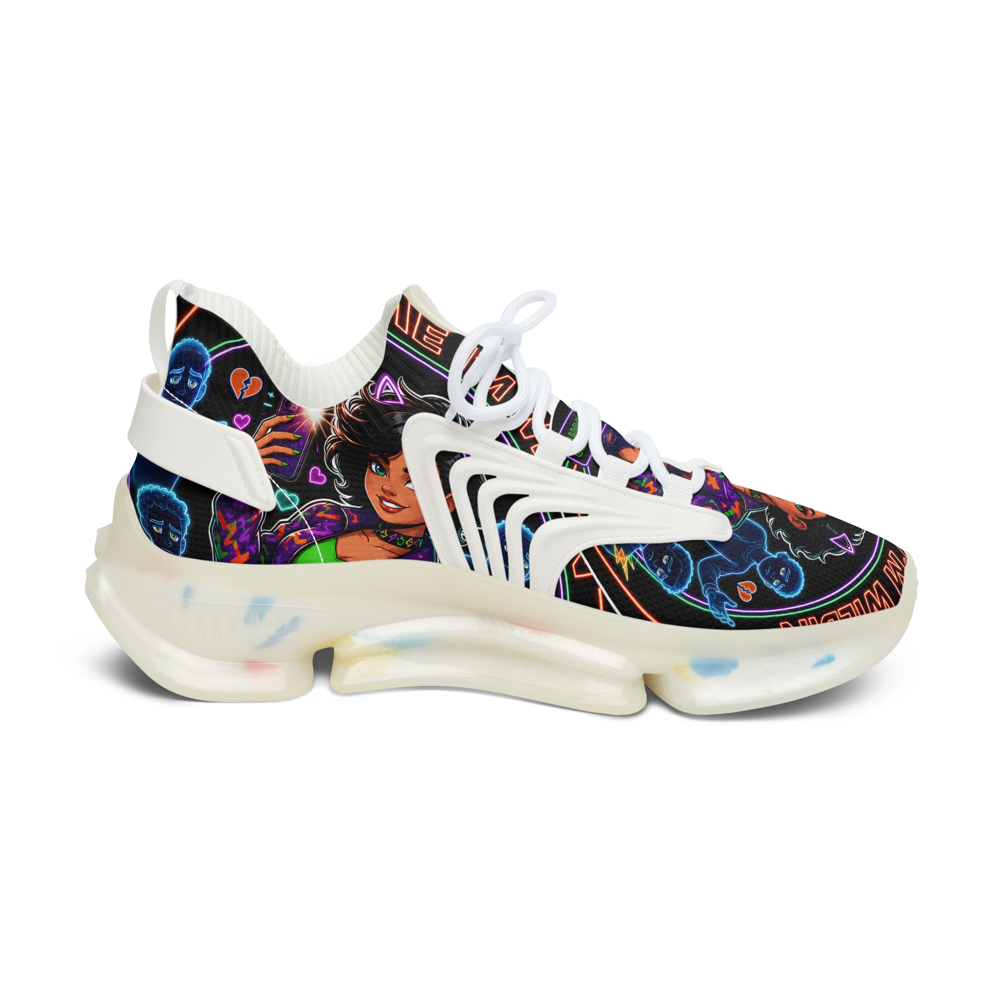 Women's Mesh Sneakers — Colorful Afrocentric Art Print Athletic Shoes