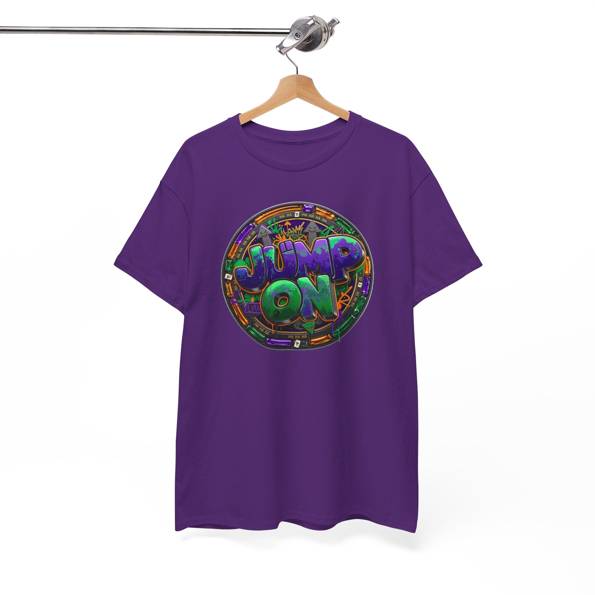 " Jump On" Circle Graphic Tee — Retro Neon Streetwear T-Shirt