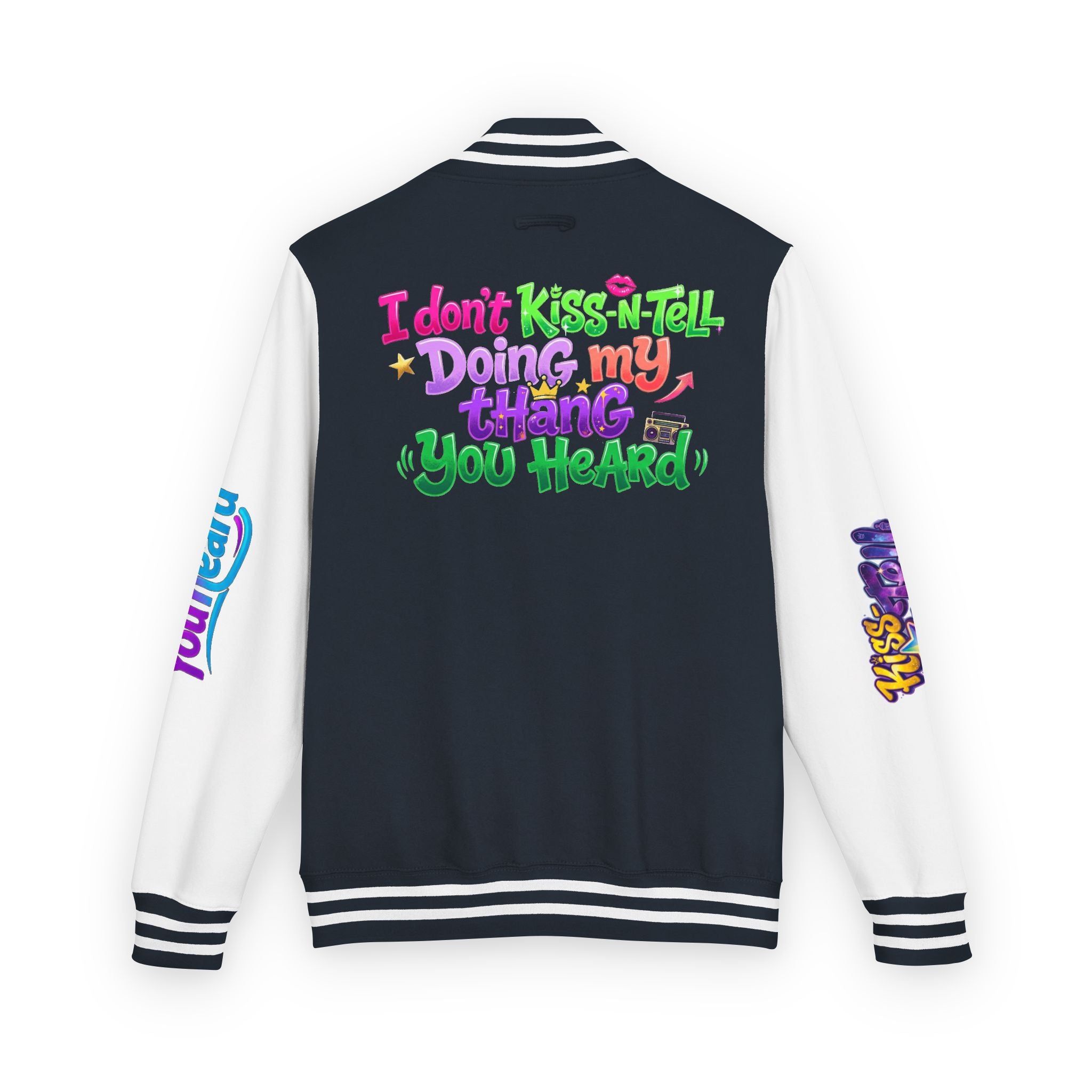 Letterman Jacket — "I Don't Kiss-N-Tell, Doing My Thang You Heard" Colorful Streetwear