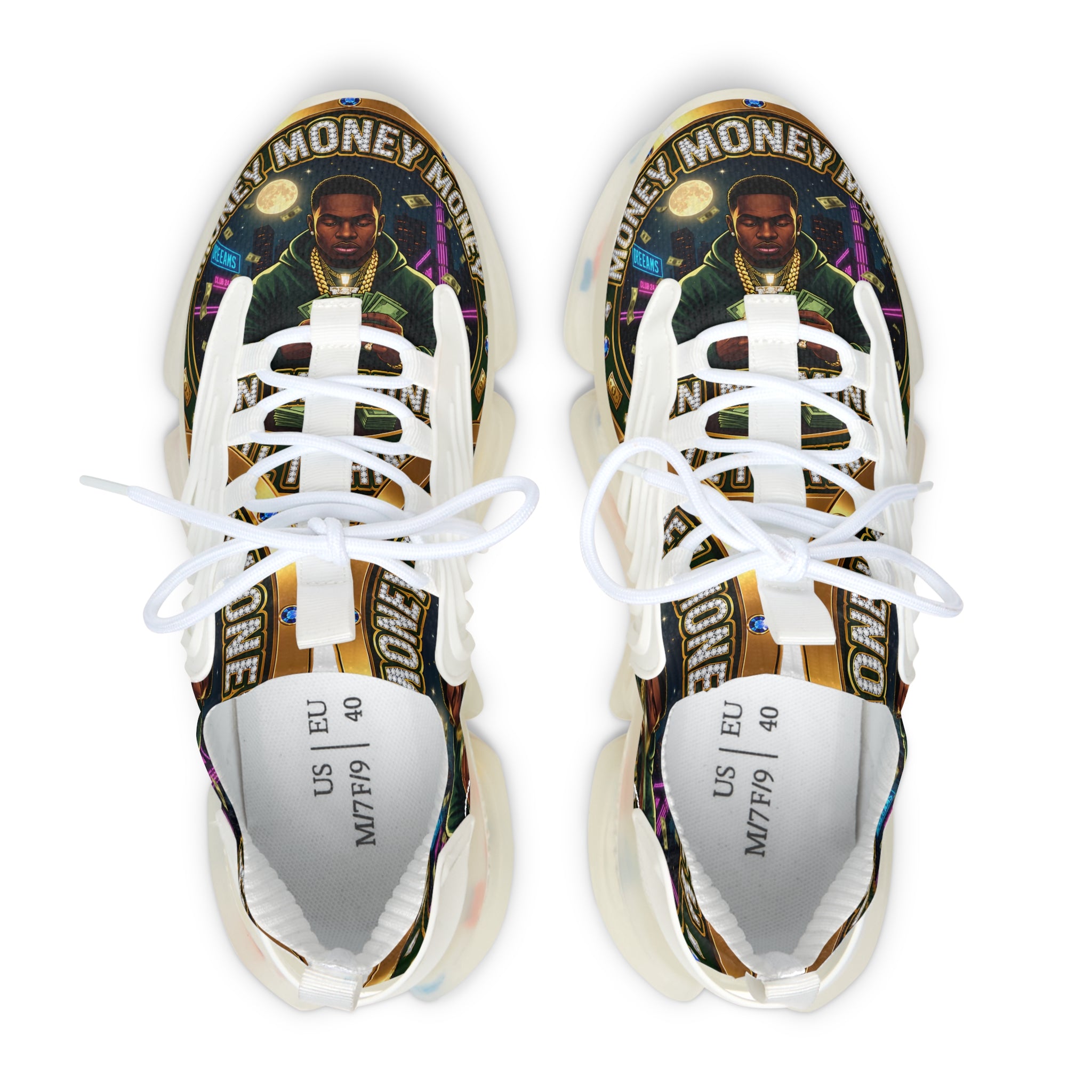 Men's Mesh Sneakers — 'Money' Graphic Women's Athletic Shoes