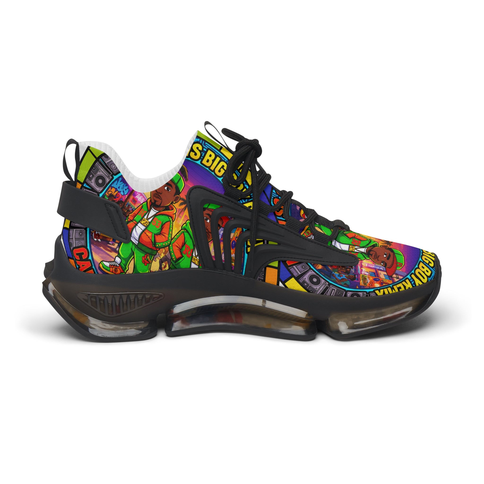 Women's Mesh Sneakers — Colorful Retro 'Check Dis Big Boy Remix' Graphic Trainers