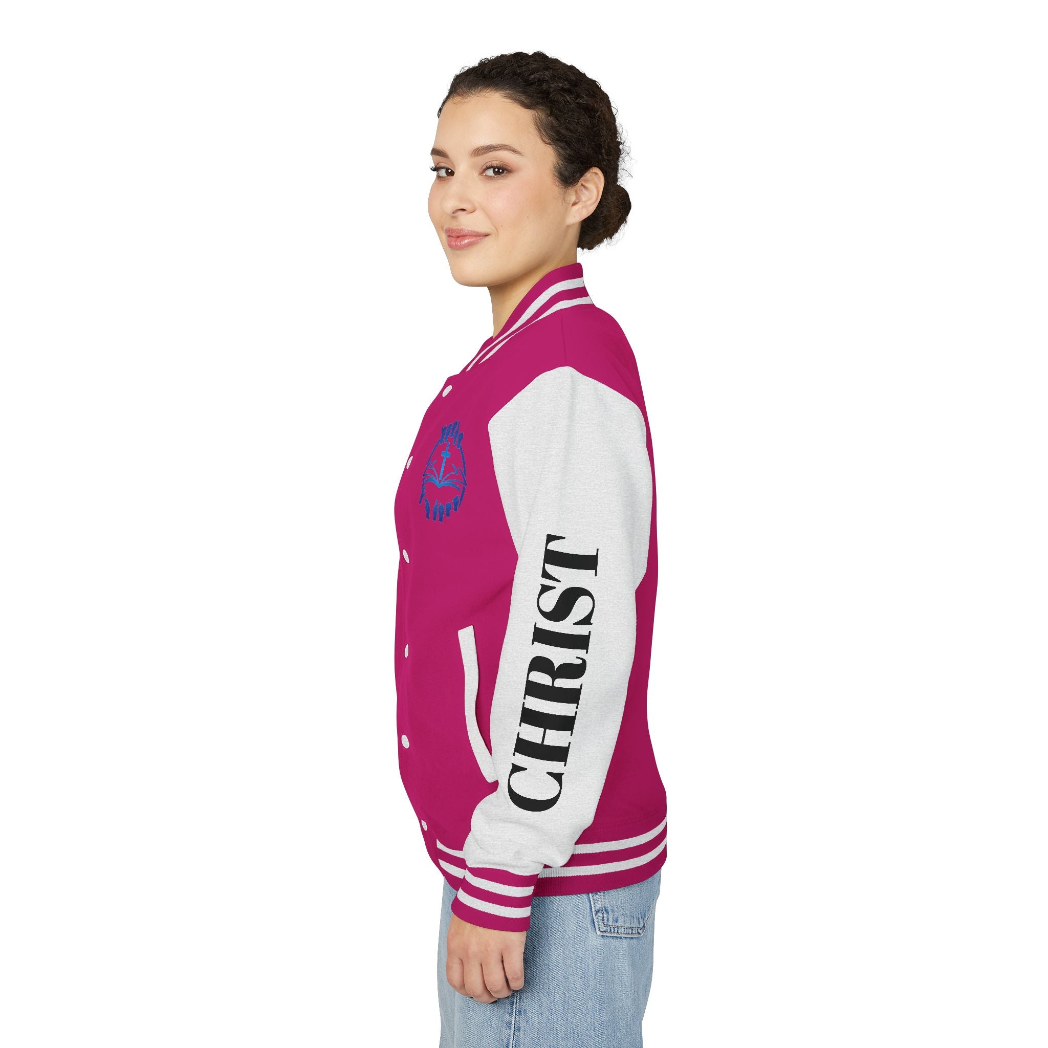 Christian Cross Letterman Jacket — Faith Crewneck Varsity Jacket