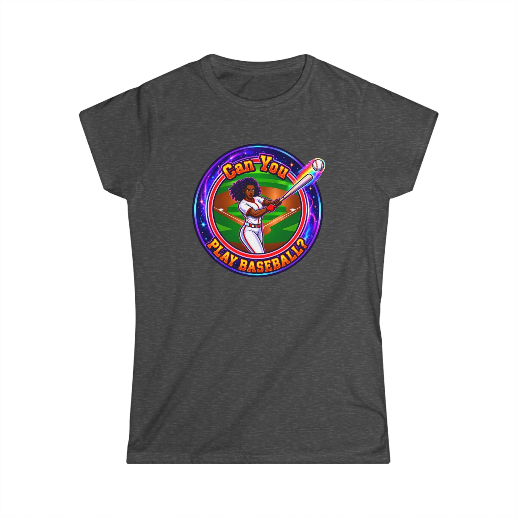"Can You Play Baseball" Women's Baseball Tee – Feminine Softstyle Baseball Shirt