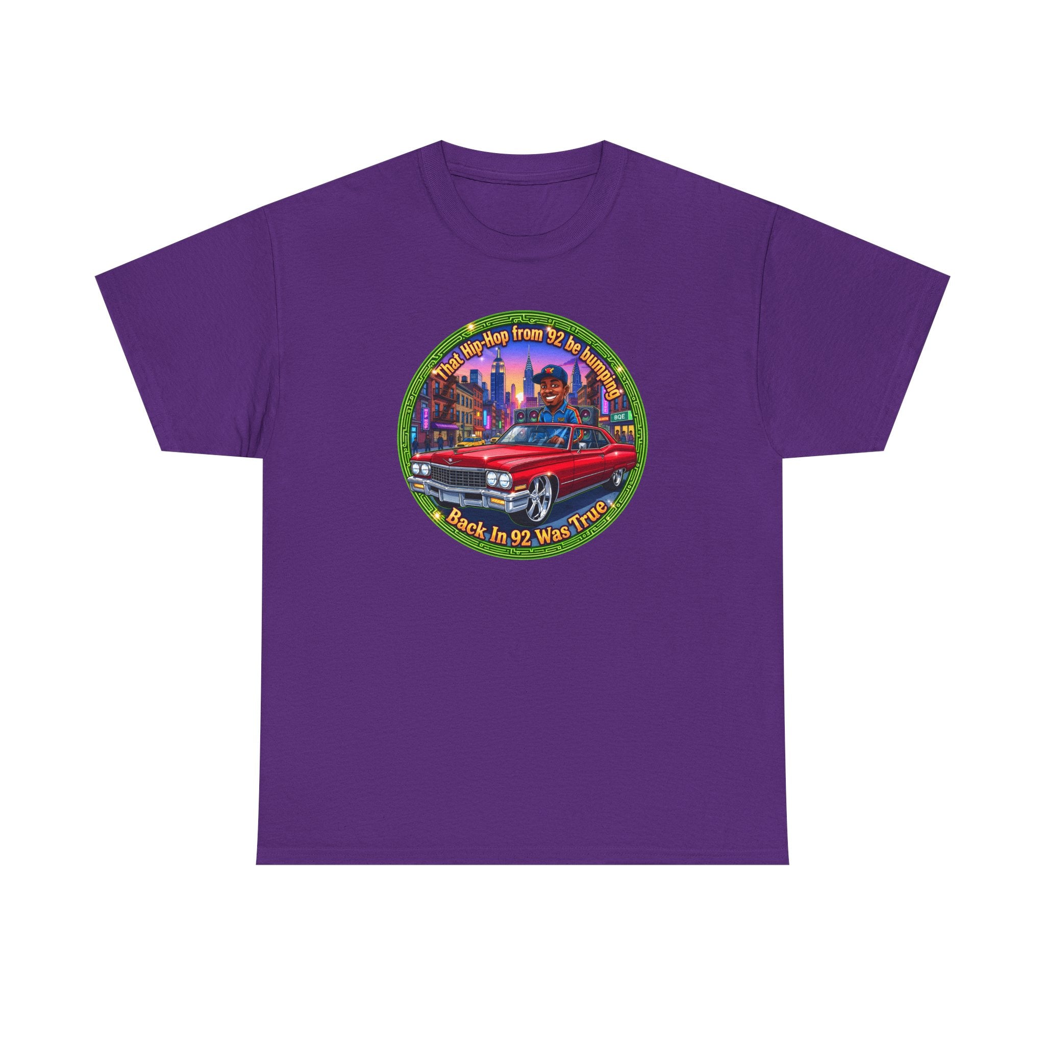 Vintage Red Convertible T-Shirt – “That Hip-hop From 92 Be Bumping" Retro City Cruise Tee