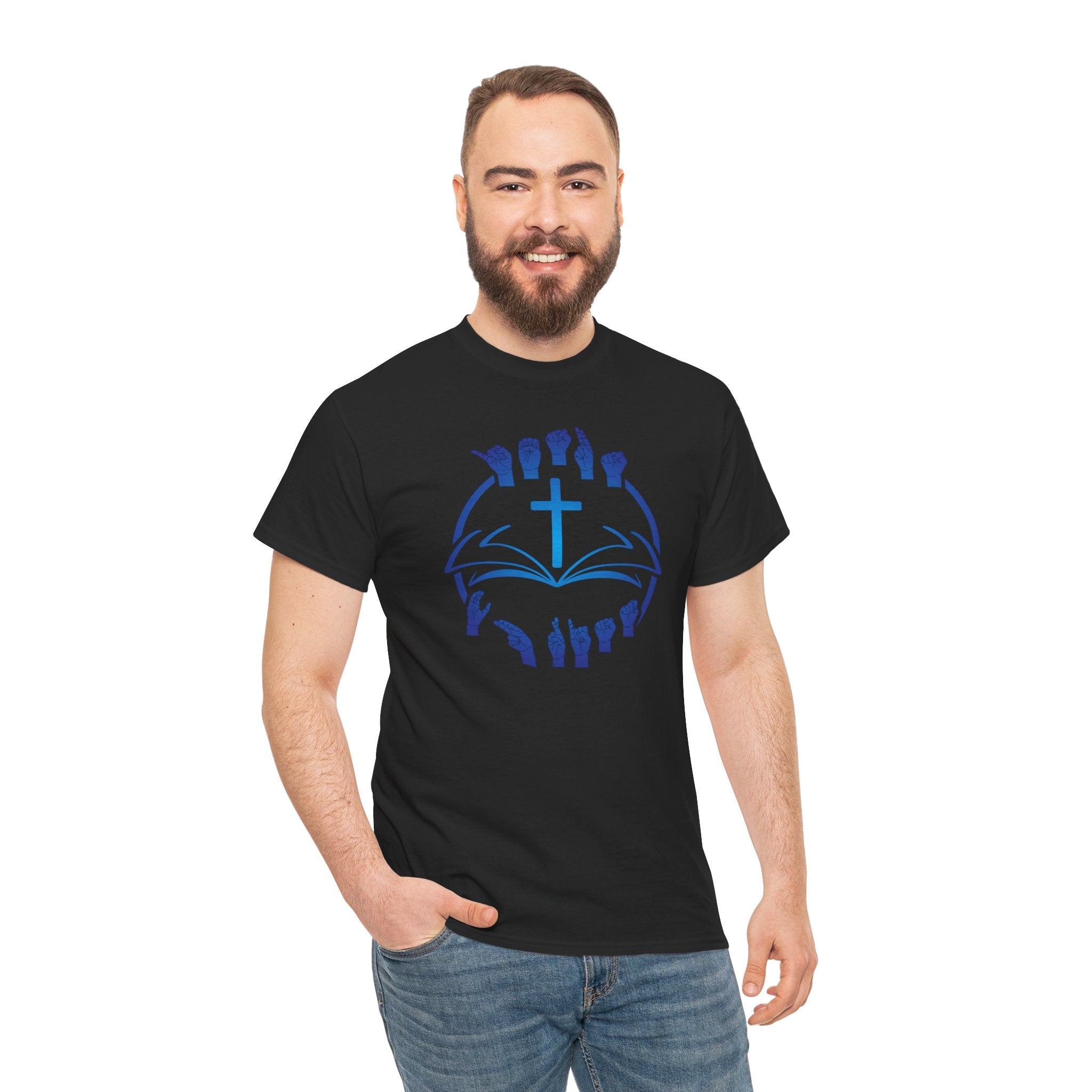 "Christian Bible Cross Sign Language "T-Shirt — Faith Prayer Hands Tee