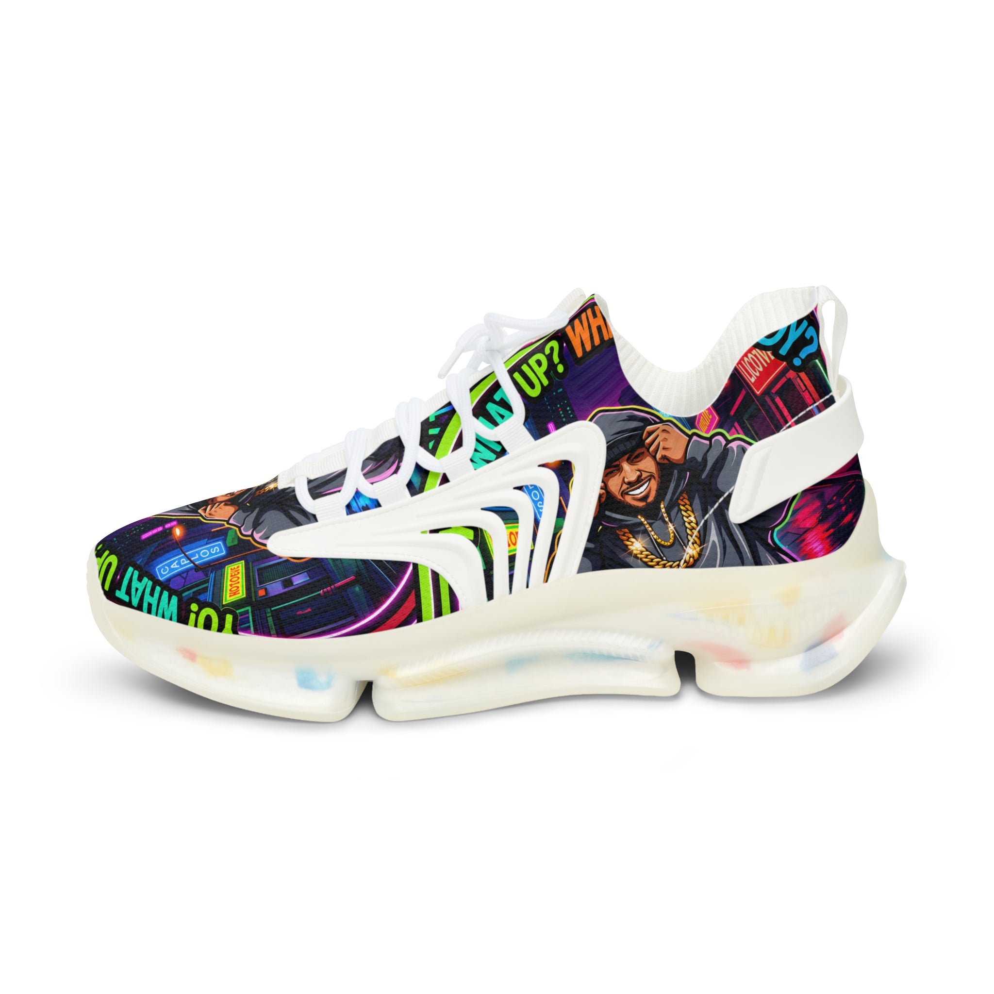 Men's Mesh Sneakers — " Yo, What's up? Rapper Graphic Athletic Shoes