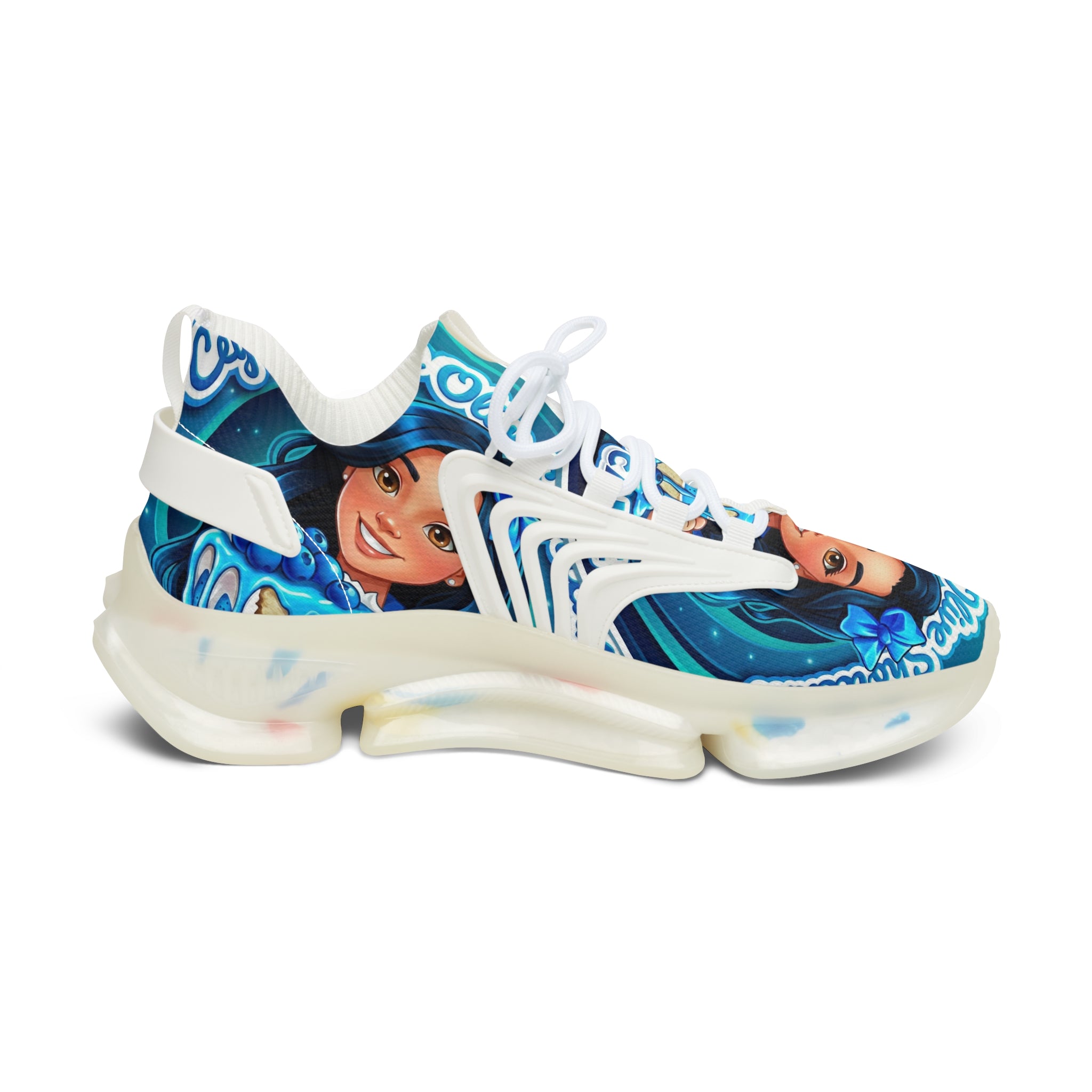 Women's Mesh Sneakers — "Ceylon Blue Olive Shortcake "Graphic Athletic Shoes
